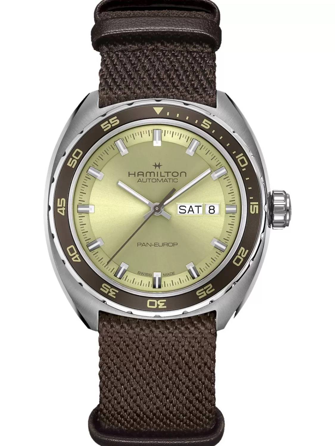 Hamilton Automatik Herrenuhr Pan Europ Day Date Beige 2 Bander | Herrenuhren