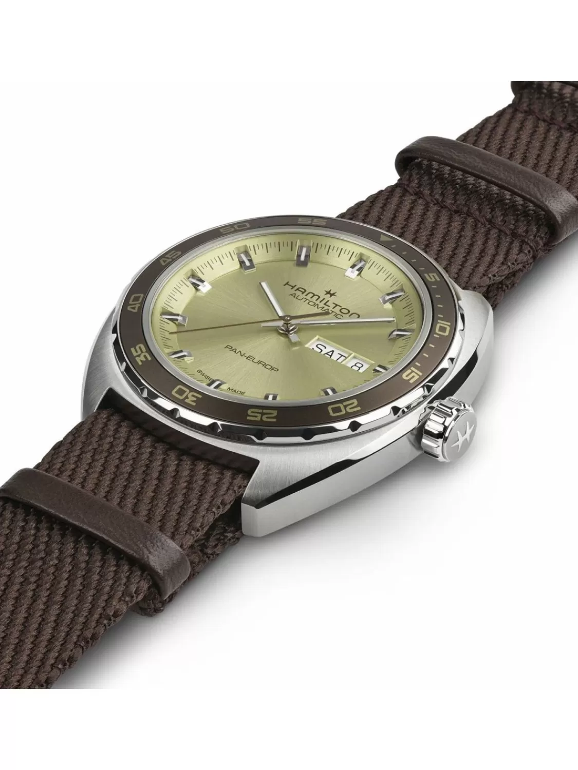 Hamilton Automatik Herrenuhr Pan Europ Day Date Beige 2 Bander | Herrenuhren