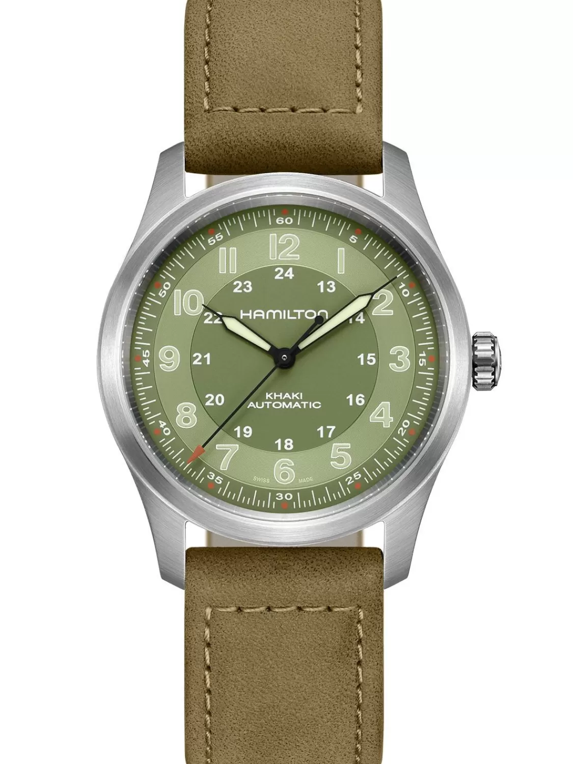 Hamilton Automatikuhr Khaki Field Titanium Auto Hellgrun 38 Mm | Herrenuhren