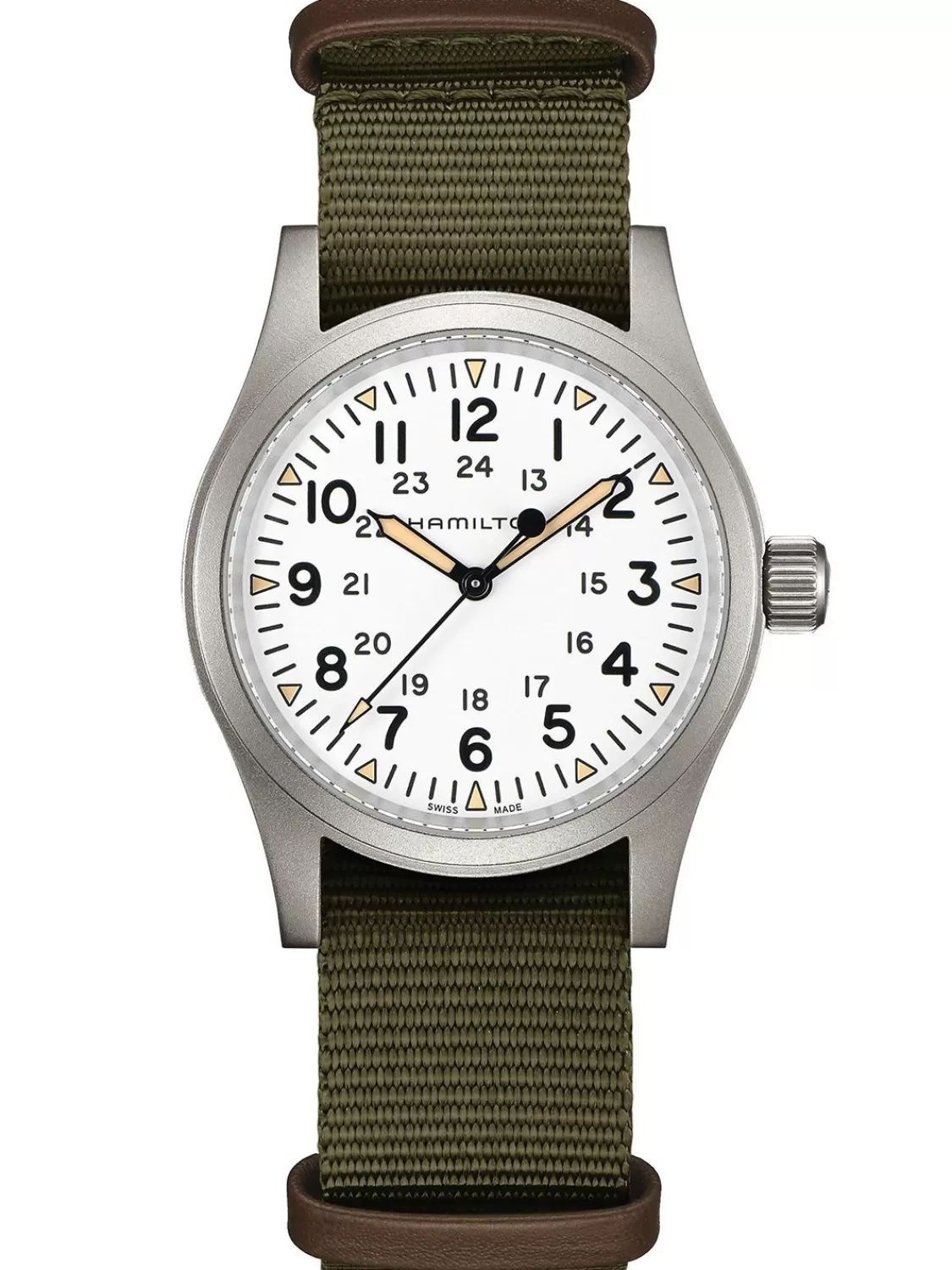 Hamilton Handaufzugsuhr Khaki Field Mechanical Grun/Weis 38 Mm | Herrenuhren