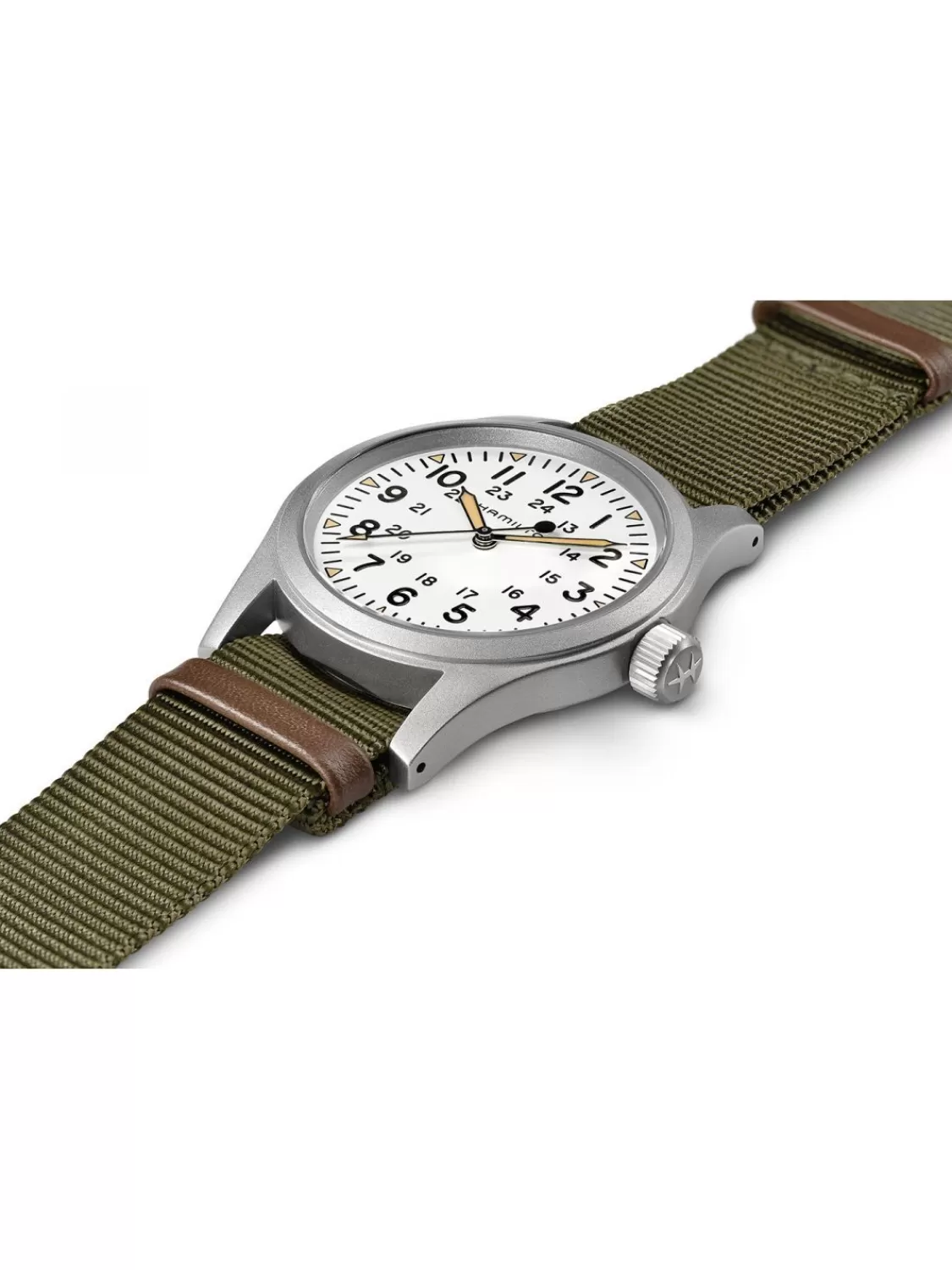 Hamilton Handaufzugsuhr Khaki Field Mechanical Grun/Weis 38 Mm | Herrenuhren