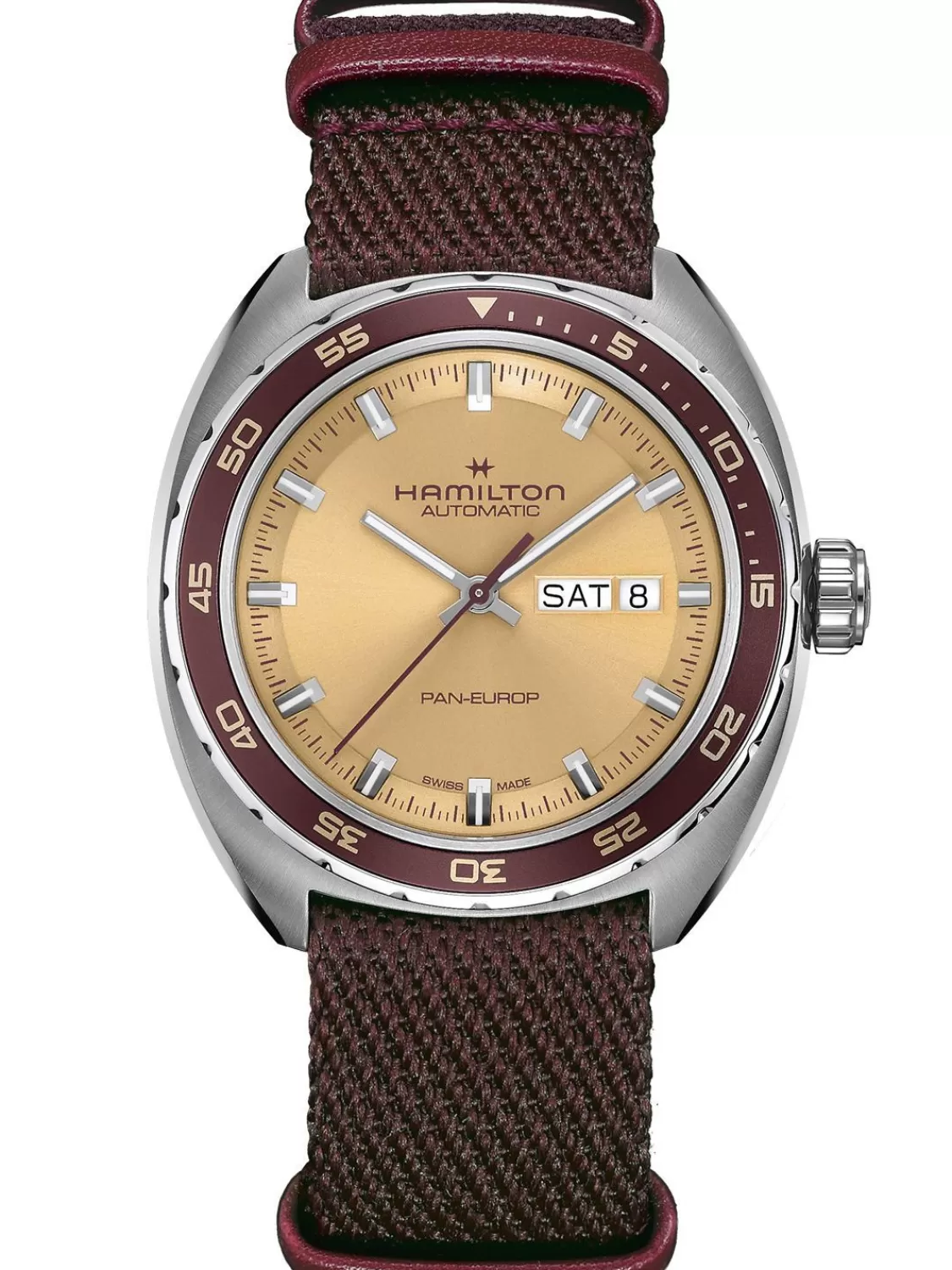 Hamilton Herrenuhr Pan Europ Day Date Automatik Beige 2 Bander | Herrenuhren
