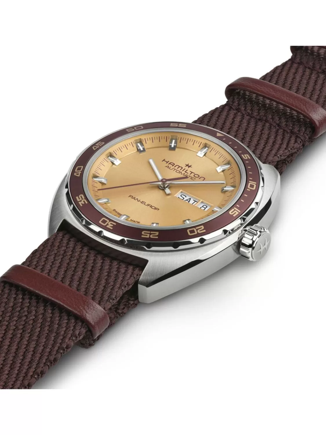 Hamilton Herrenuhr Pan Europ Day Date Automatik Beige 2 Bander | Herrenuhren
