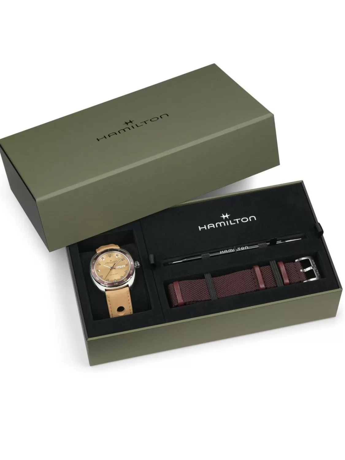 Hamilton Herrenuhr Pan Europ Day Date Automatik Beige 2 Bander | Herrenuhren