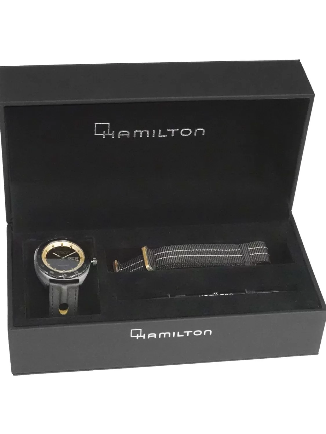 Hamilton Herrenuhr Pan Europ Day Date Automatik Schwarz/Goldfarben | Herrenuhren