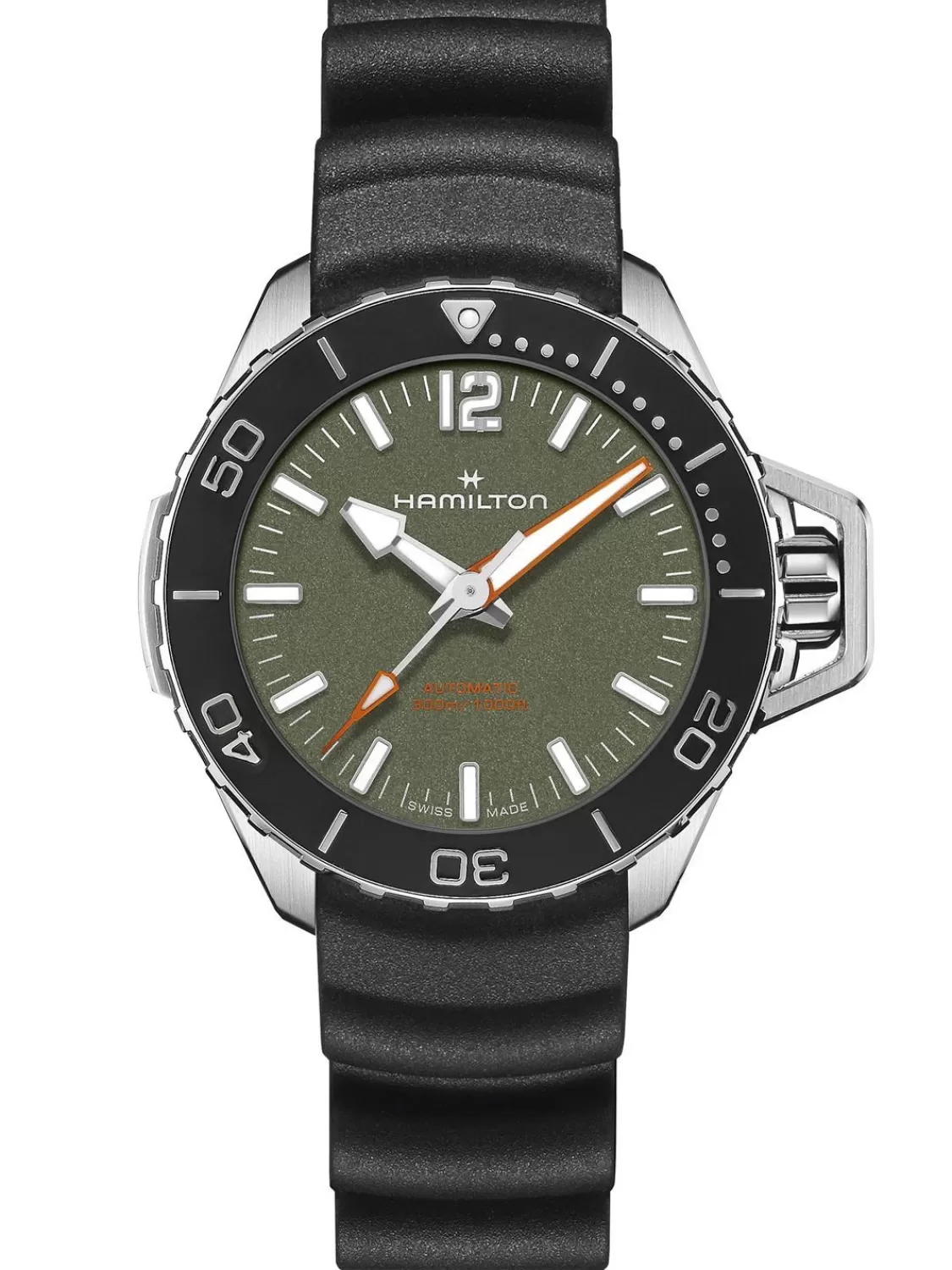 Hamilton Unisex-Taucheruhr Khaki Navy Frogman Schwarz/Grun 41 Mm | Herrenuhren