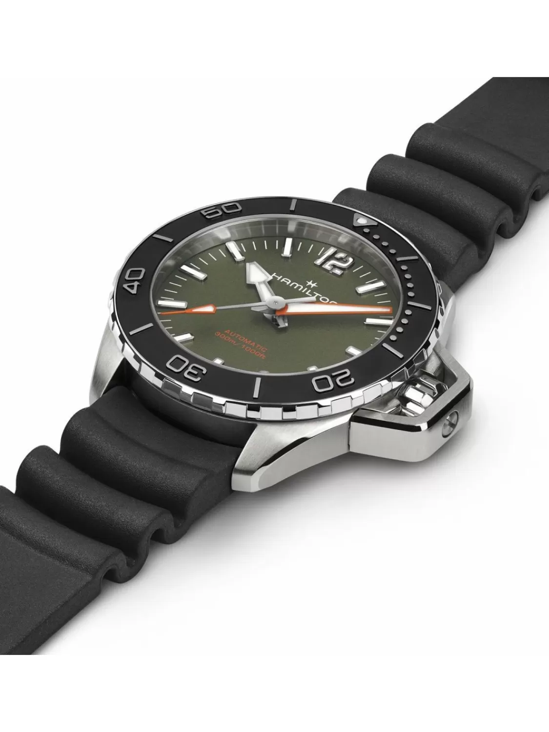 Hamilton Unisex-Taucheruhr Khaki Navy Frogman Schwarz/Grun 41 Mm | Herrenuhren