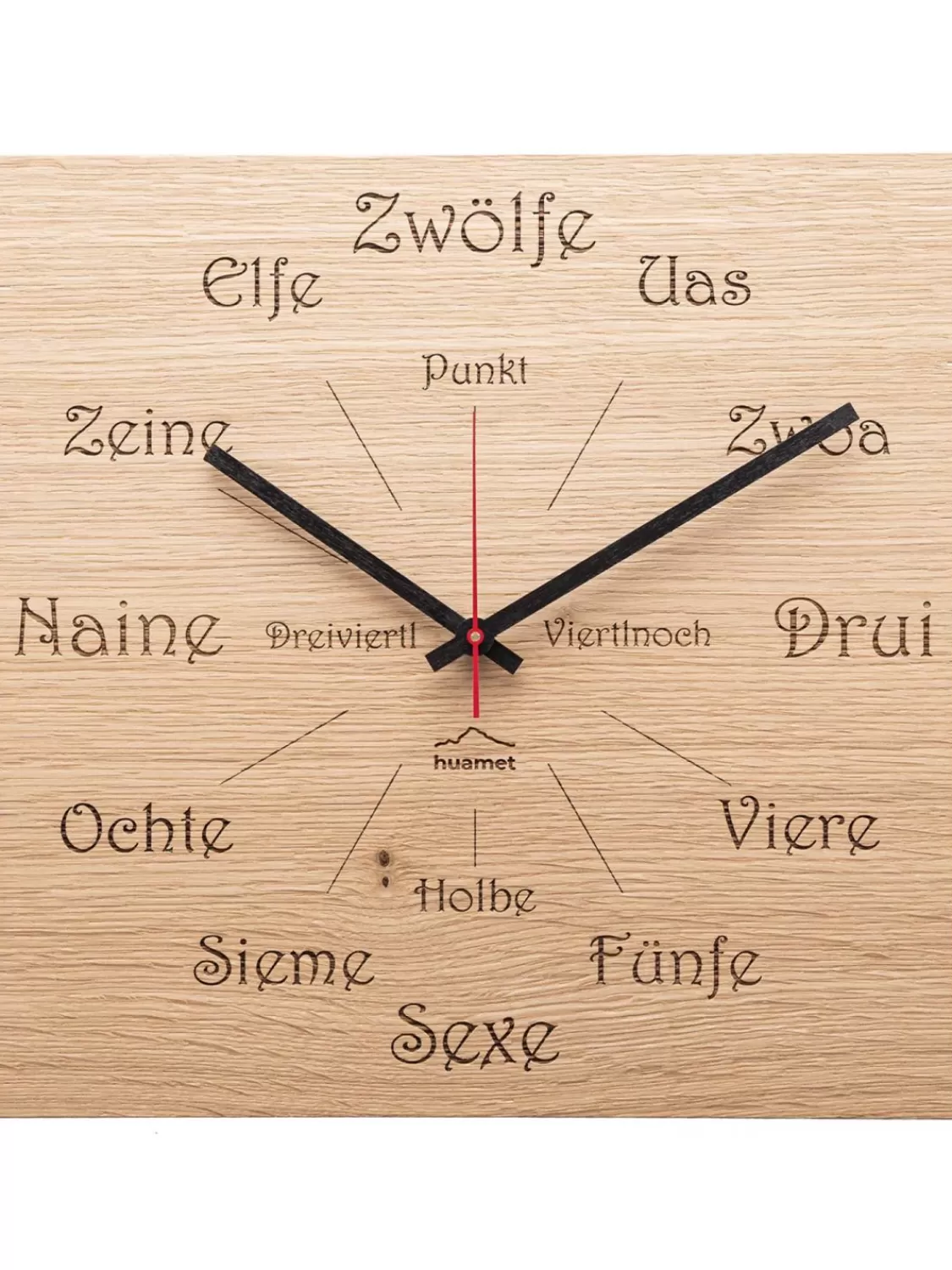 Huamet Holz-Wanduhr Dialekt Eiche Eckig | Wanduhren