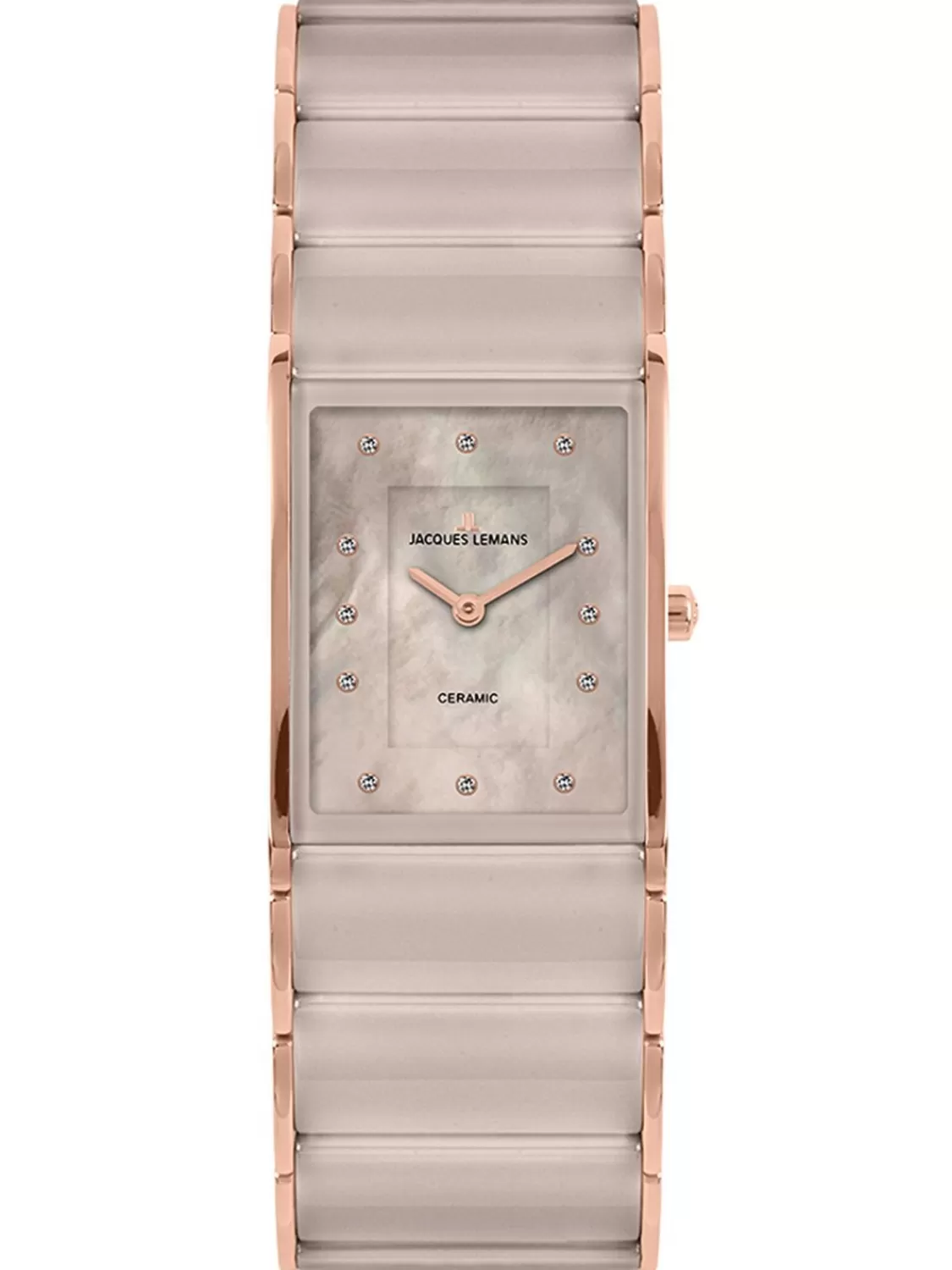 Jacques Lemans Damenuhr Dublin Keramik Sand/Rosegoldfarben | Damenuhren