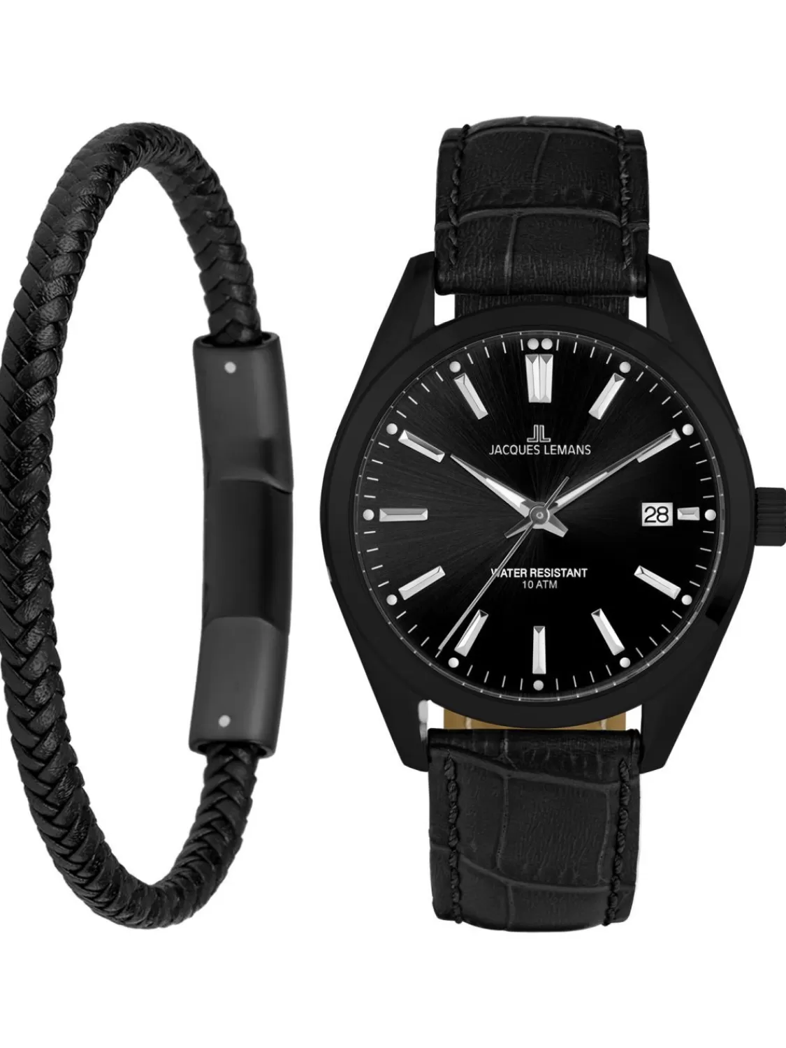 Jacques Lemans Geschenk-Set Herrenuhr Und Armband Derby Schwarz | Herrenuhren