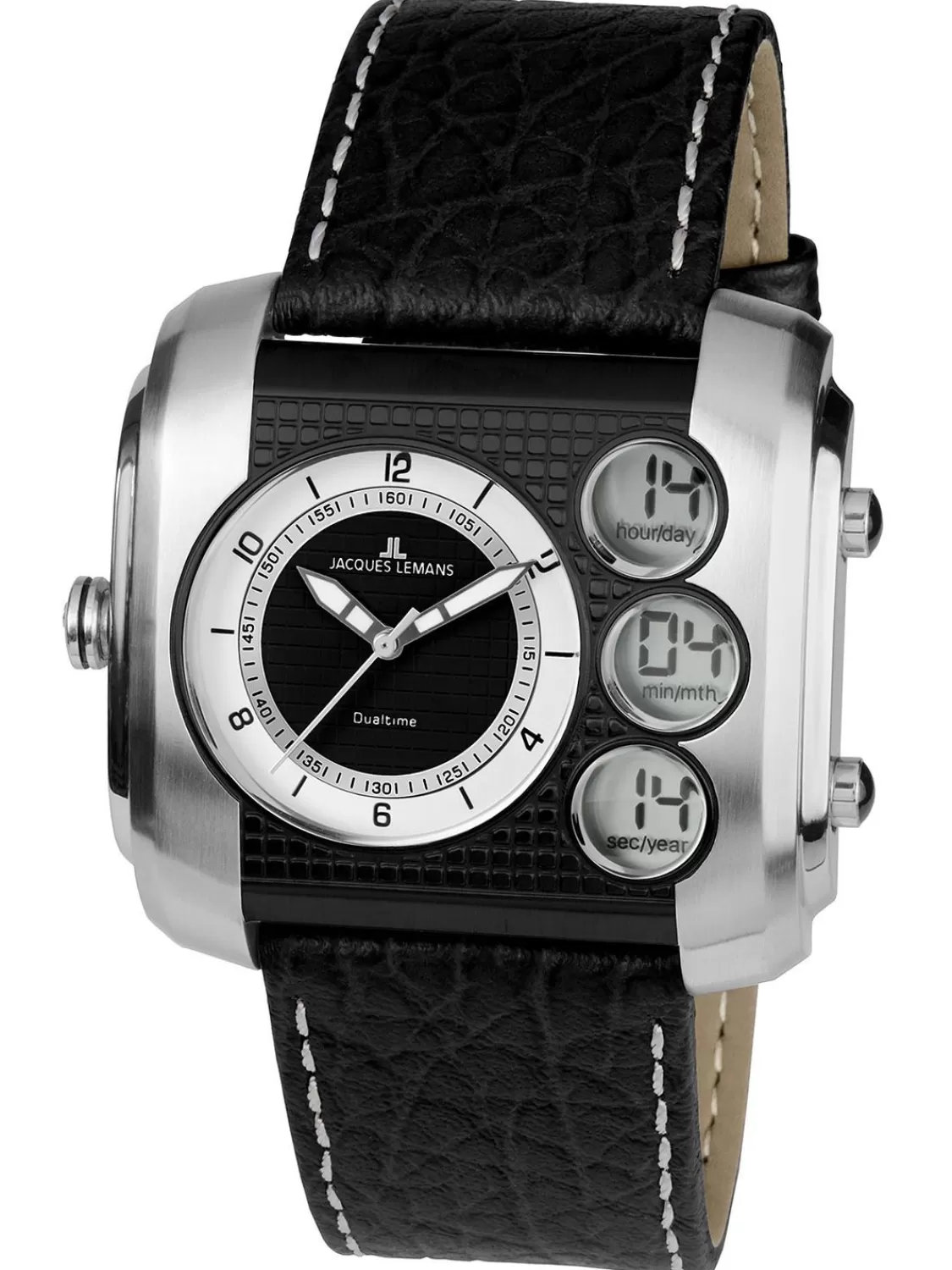 Jacques Lemans Herren-Armbanduhr Anadigi Schwarz/Stahl | Herrenuhren