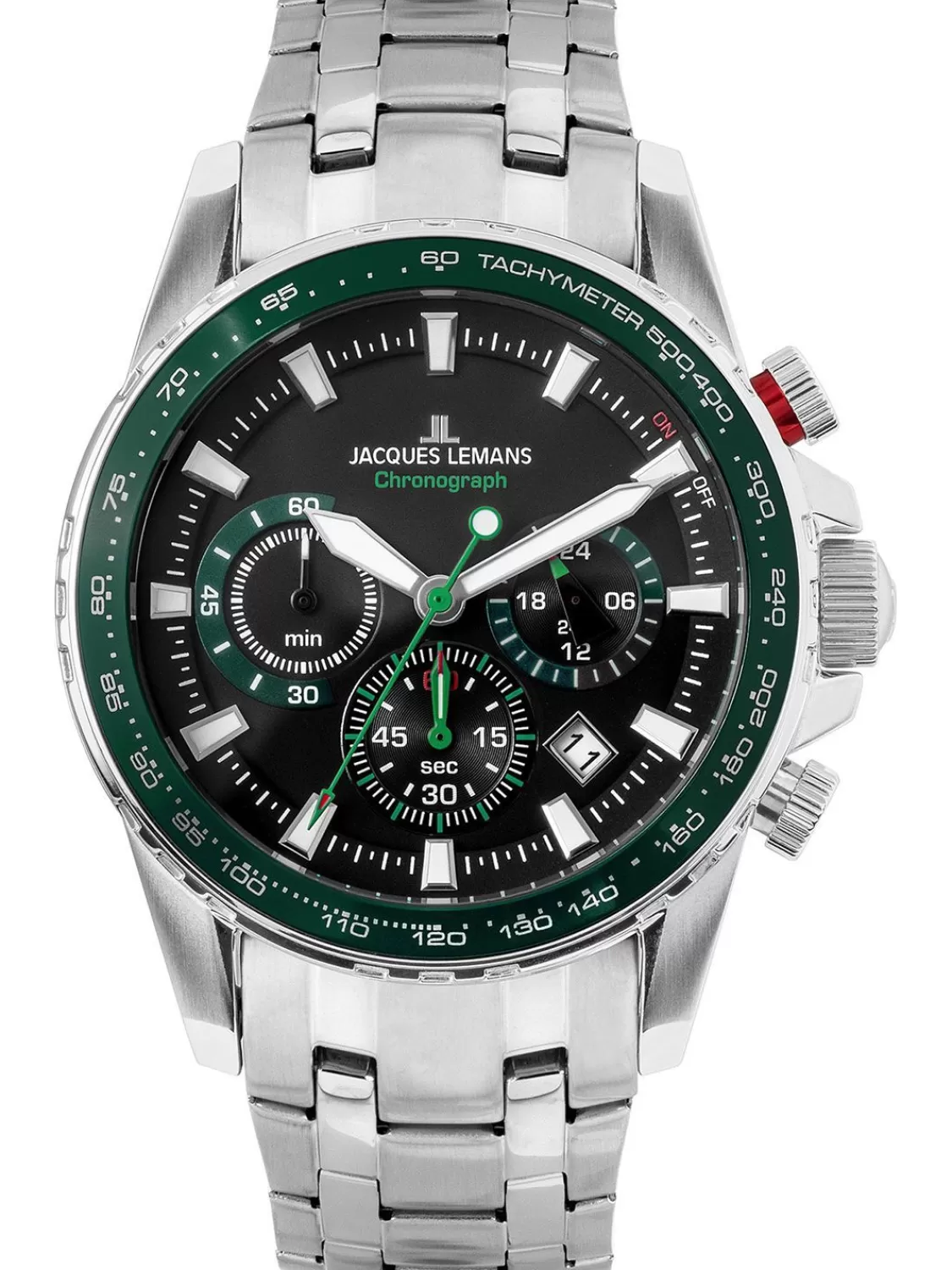 Jacques Lemans Herren-Chronograph Liverpool Stahl/Grun | Herrenuhren