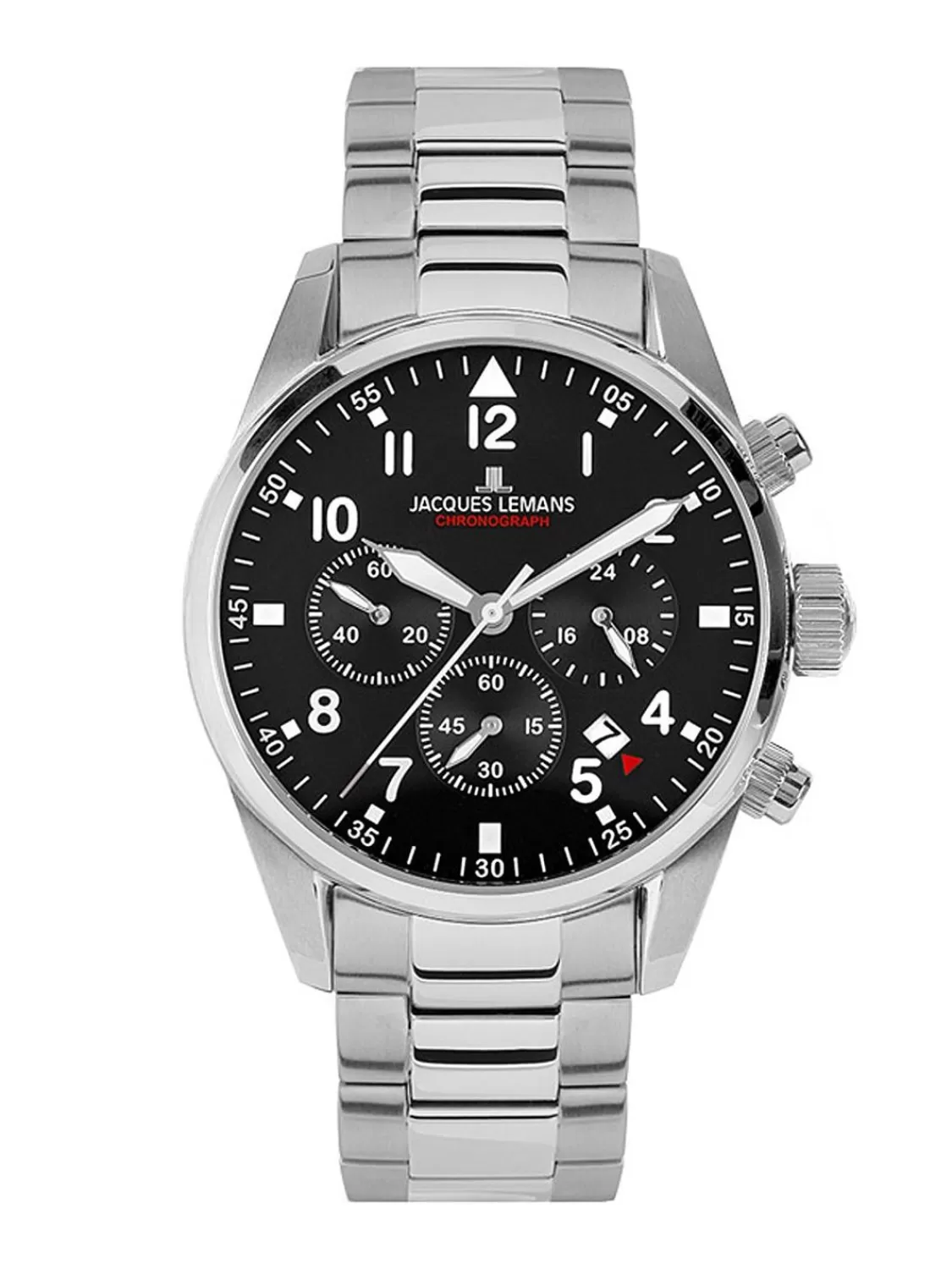 Jacques Lemans Herrenuhr Chronograph Barcelona Stahl/Schwarz | Herrenuhren