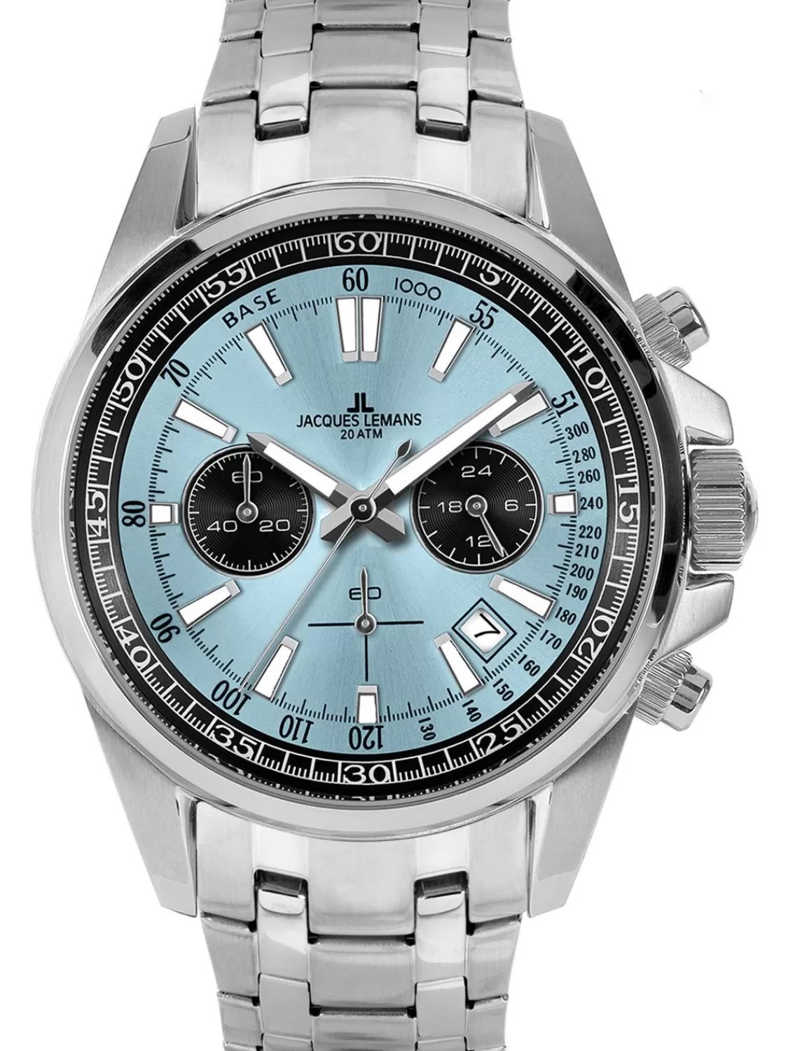 Jacques Lemans Herrenuhr Chronograph Liverpool Stahl/Hellblau | Herrenuhren