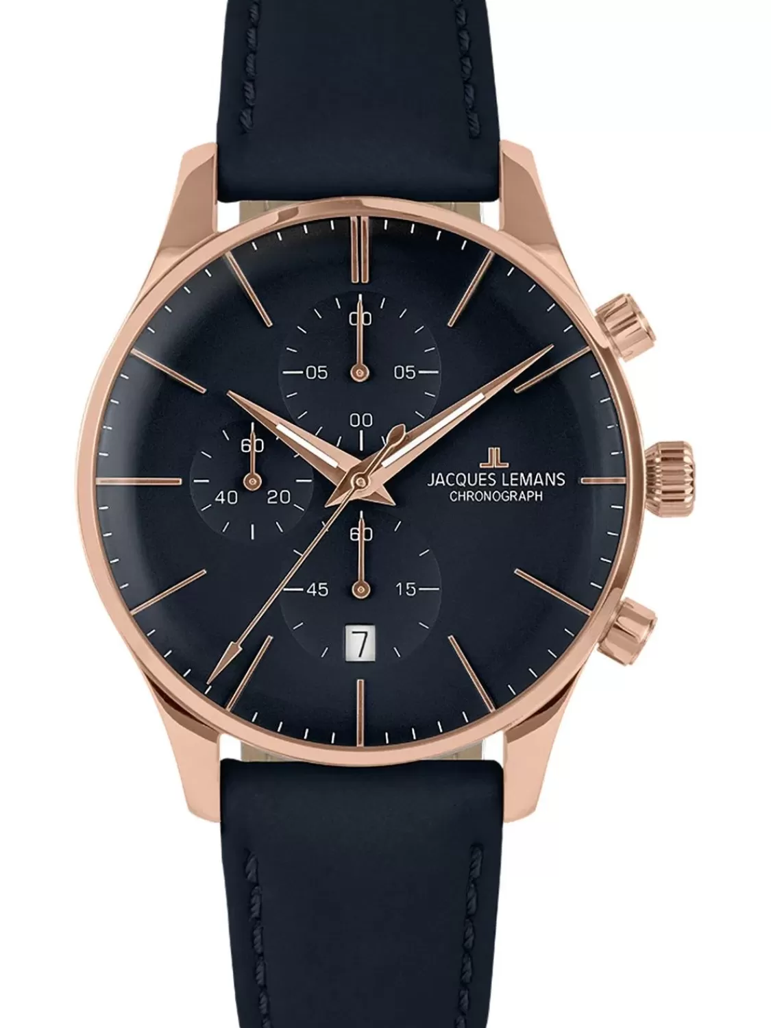 Jacques Lemans Herrenuhr Chronograph London Blau/Rosegoldfarben | Herrenuhren