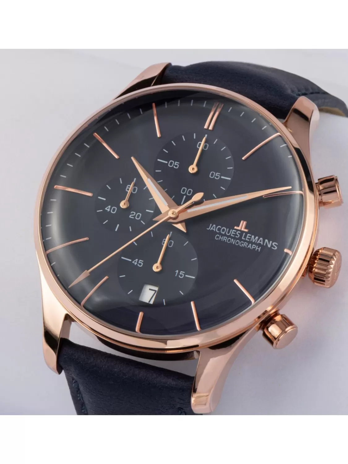 Jacques Lemans Herrenuhr Chronograph London Blau/Rosegoldfarben | Herrenuhren