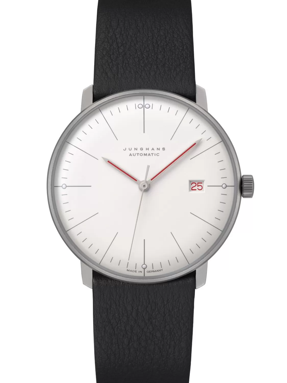 Junghans Max Bill Automatikuhr Automatic Bauhaus Lederband Schwarz | Herrenuhren