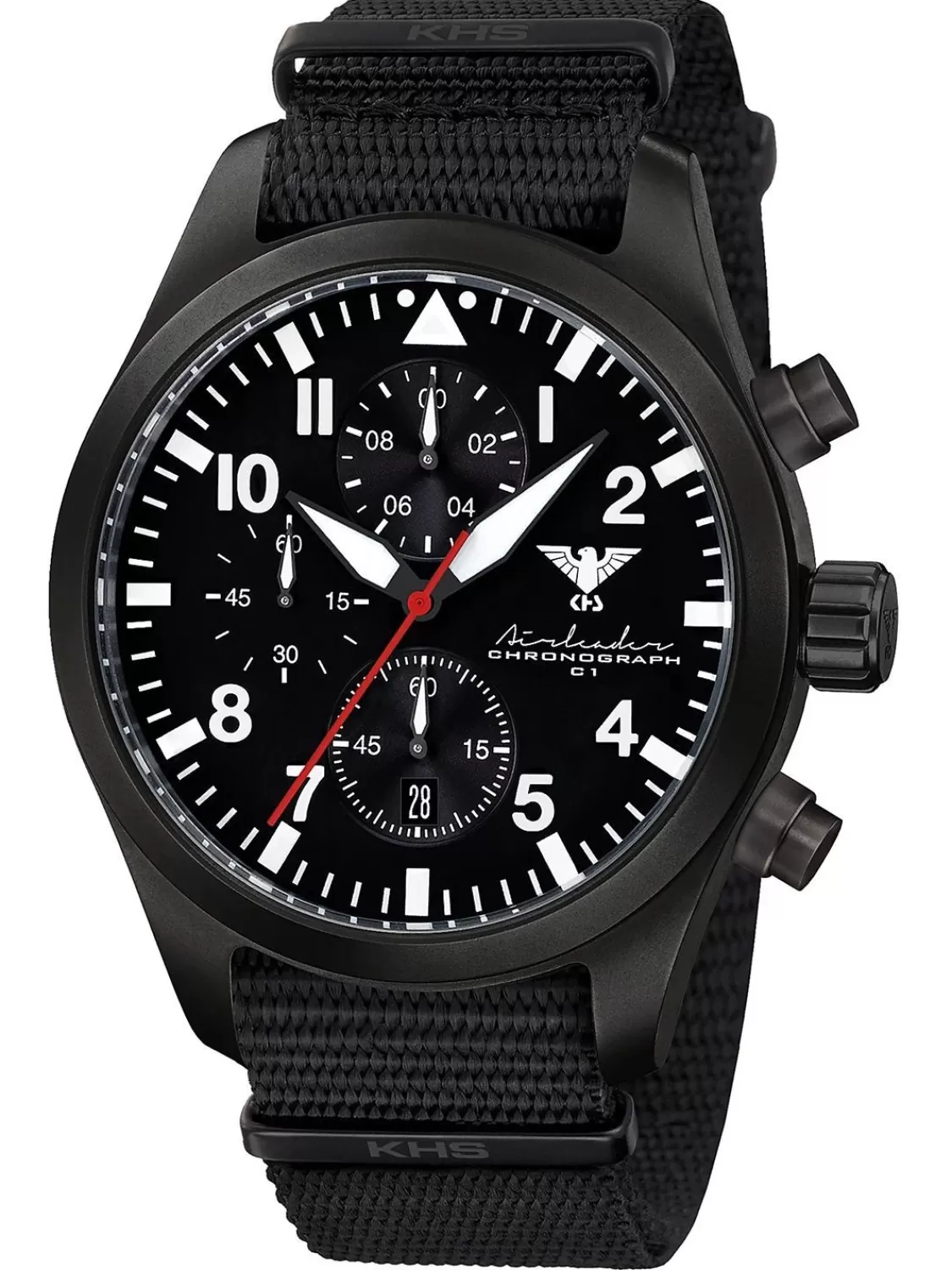 KHS Herrenarmbanduhr Airleader Chronograph Schwarz | Herrenuhren