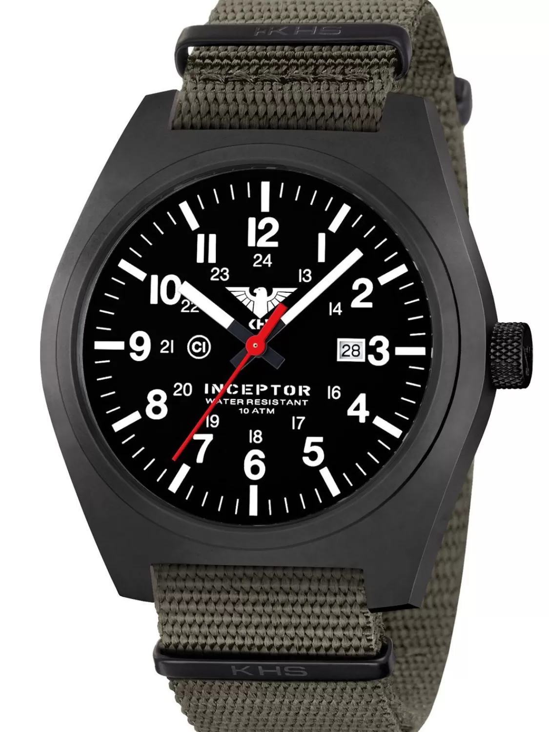 KHS Herrenuhr Inceptor Black Steel Steingrau-Oliv | Herrenuhren