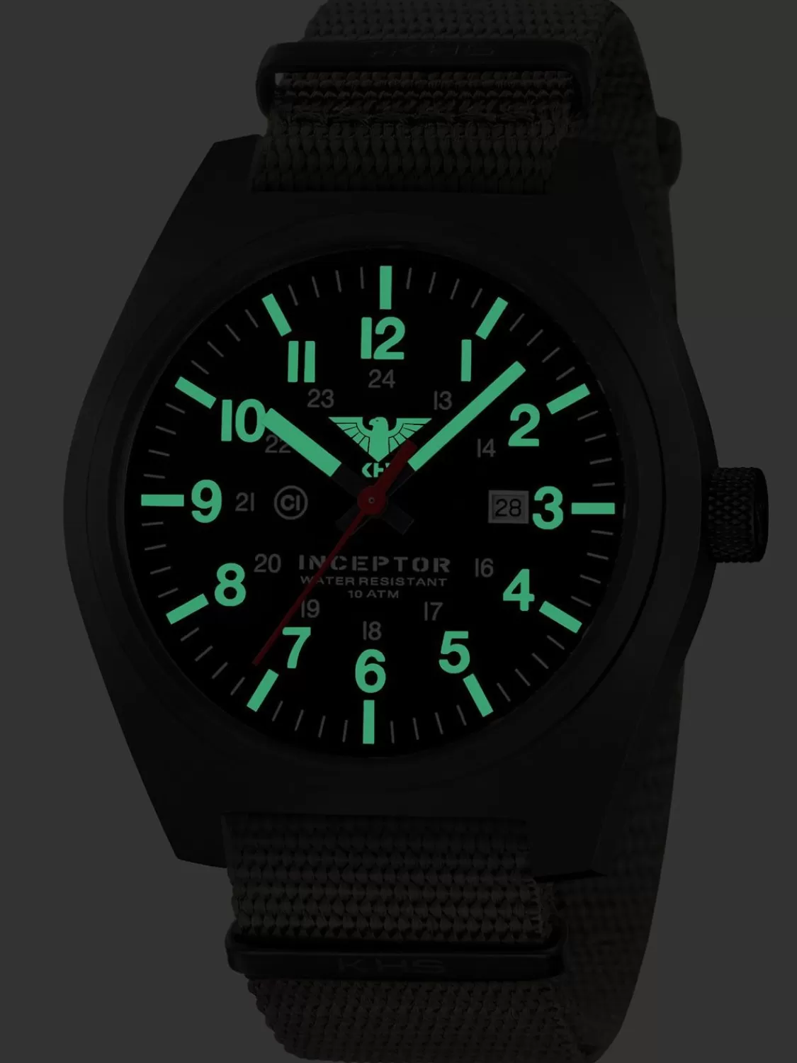 KHS Herrenuhr Inceptor Black Steel Steingrau-Oliv | Herrenuhren