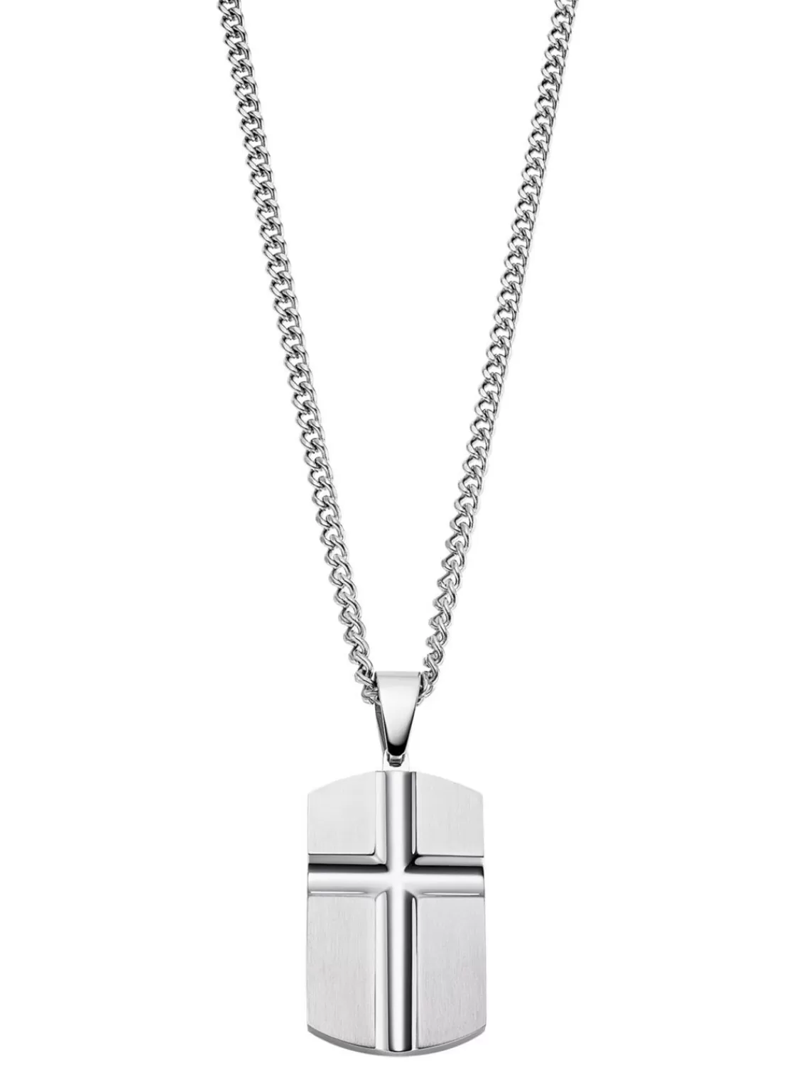 Lotus Herren-Halskette Dog Tag Mit Kreuz Edelstahl | Herrenschmuck