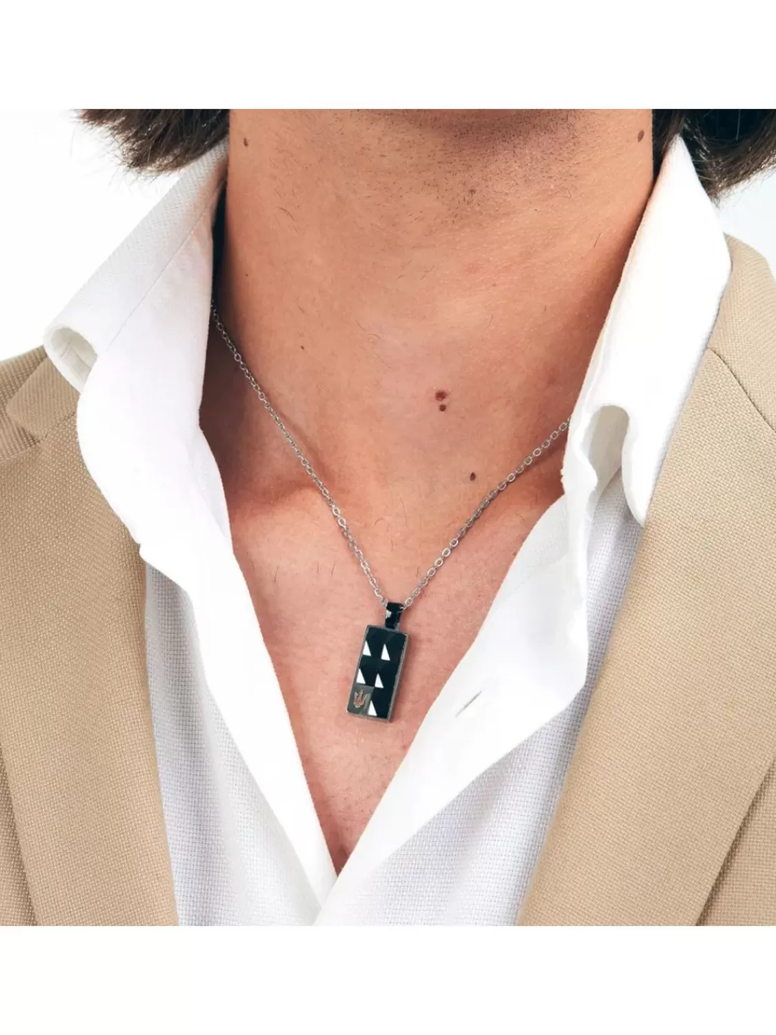 Maserati Dog Tag Herren-Kette Edelstahl Mit Keramik | Herrenschmuck