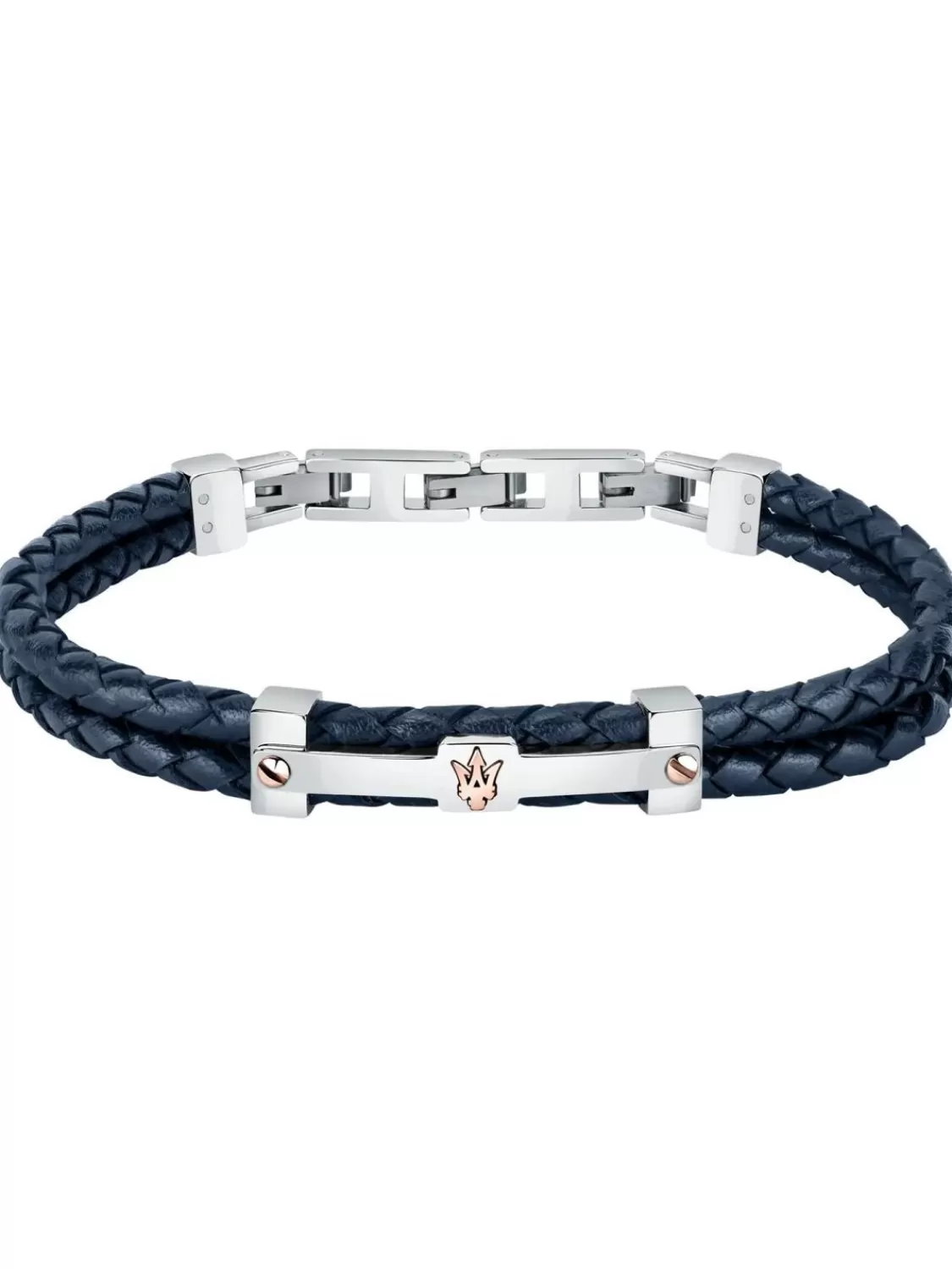 Maserati Herren-Armband Blau Leder/Edelstahl | Herrenschmuck