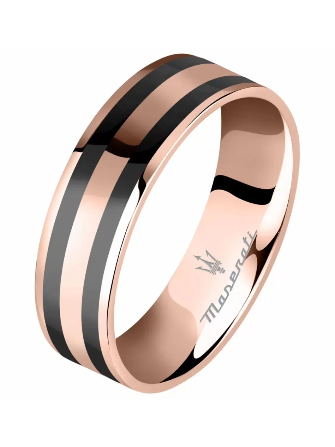 Maserati Herrenring Edelstahl Rosegold Mit Keramik Schwarz | Herrenschmuck