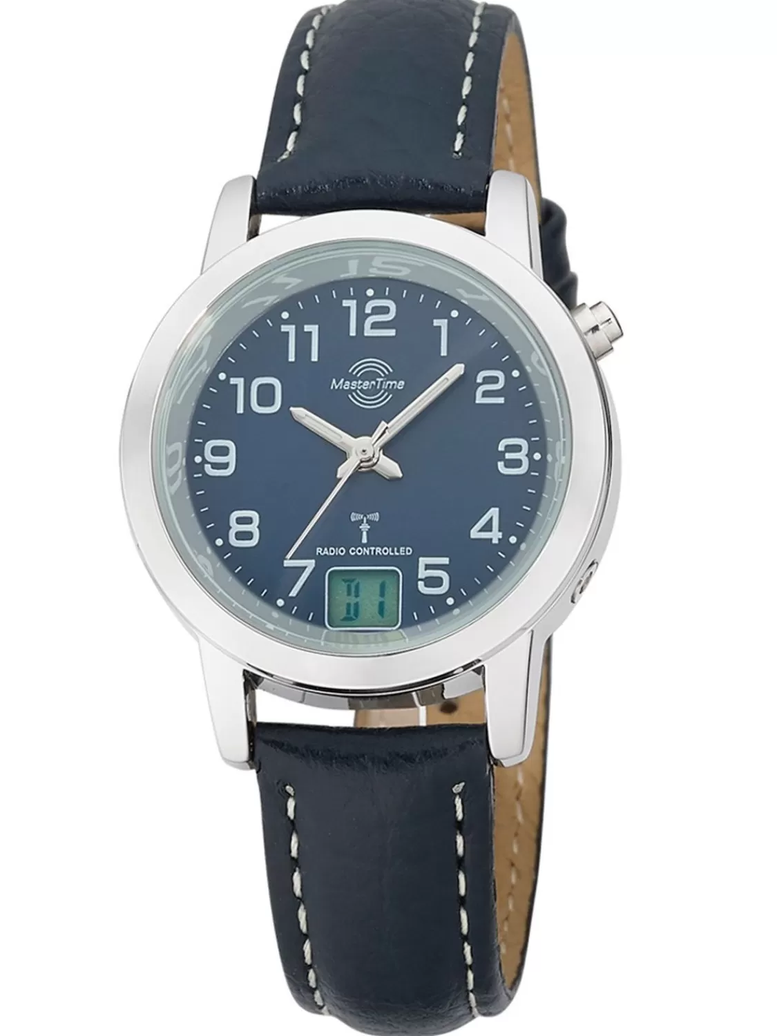 Master Time Damen-Funkuhr Lederband Blau | Damenuhren