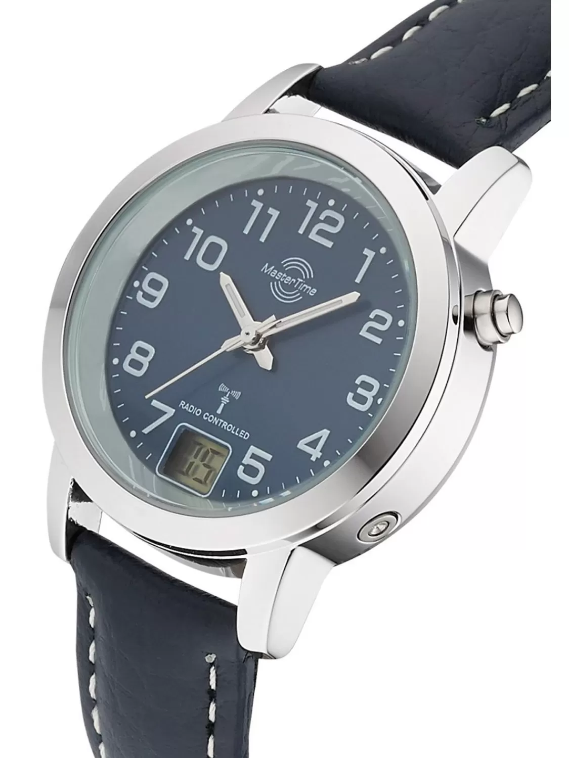 Master Time Damen-Funkuhr Lederband Blau | Damenuhren