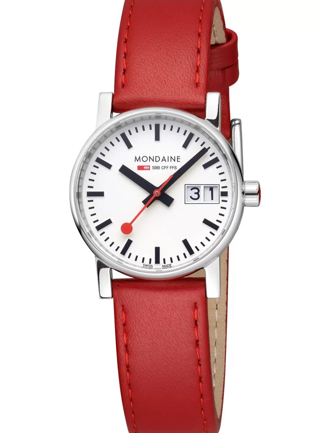 Mondaine Damen-Armbanduhr Evo2 Grosdatum Rot 30 Mm | Damenuhren