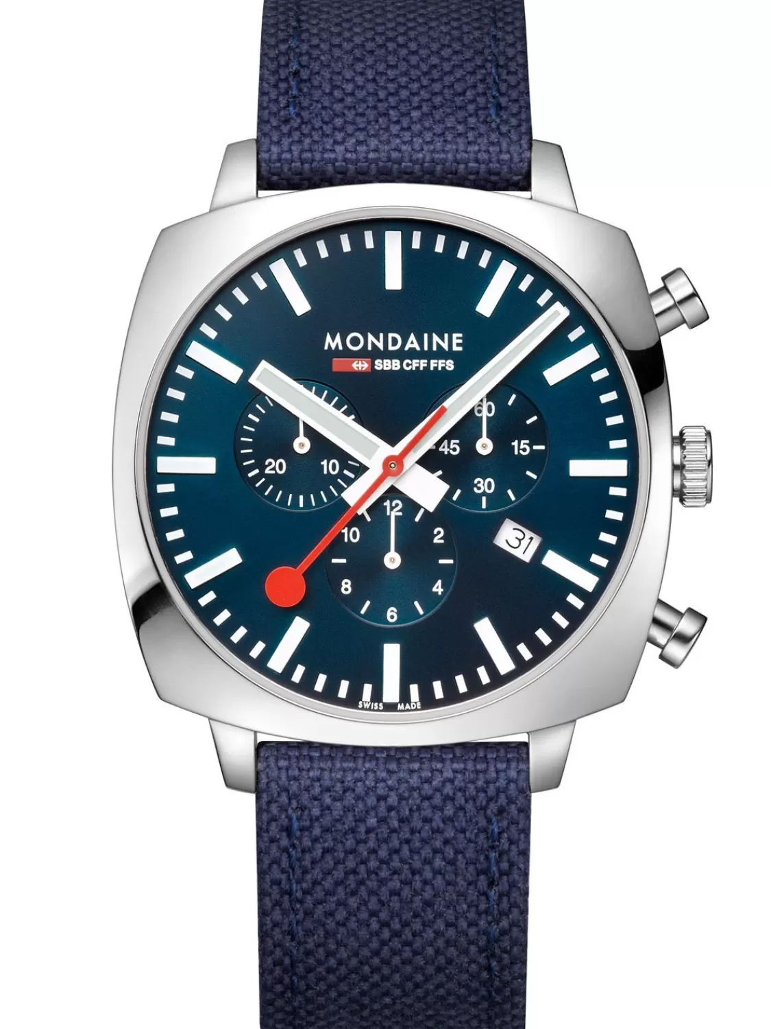 Mondaine Herren-Chronograph Grand Cushion Set Blau 41 Mm | Herrenuhren