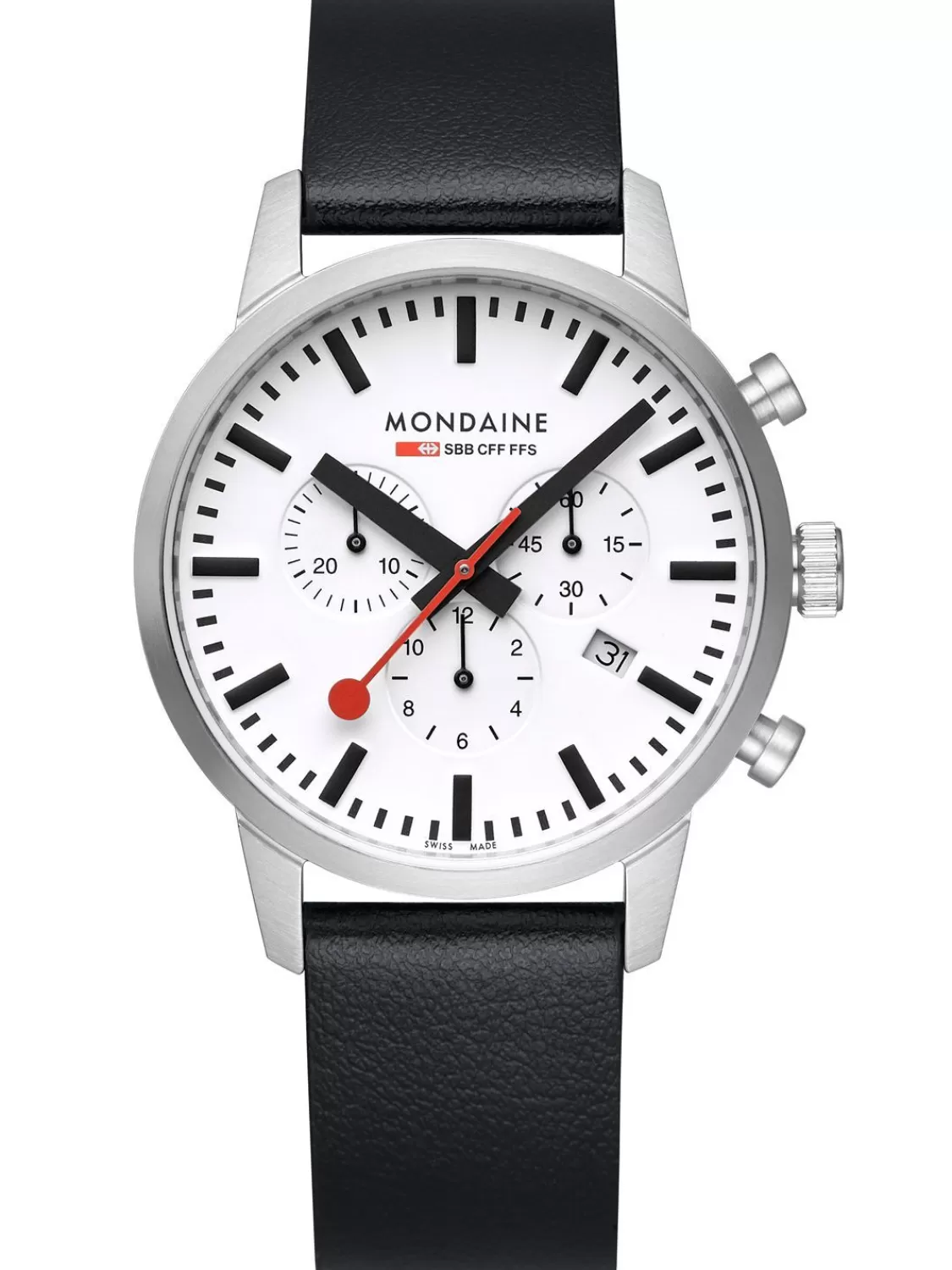 Mondaine Herrenuhr Chronograph Schwarz/Weis 41 Mm | Herrenuhren