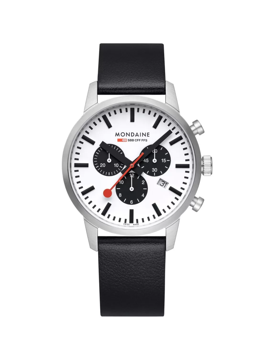 Mondaine Herrenuhr Chronograph Weis/Schwarz 41 Mm | Herrenuhren