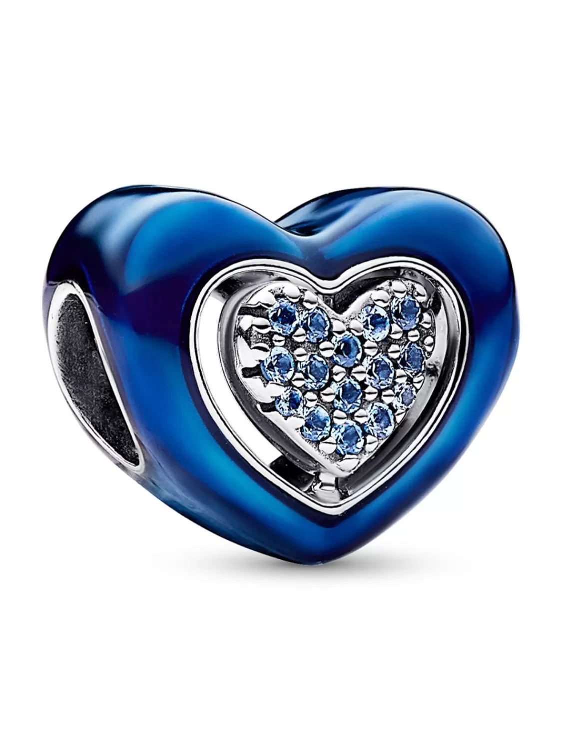 Pandora Bead-Charm Silber Blaues Drehbares Herz | Damenschmuck