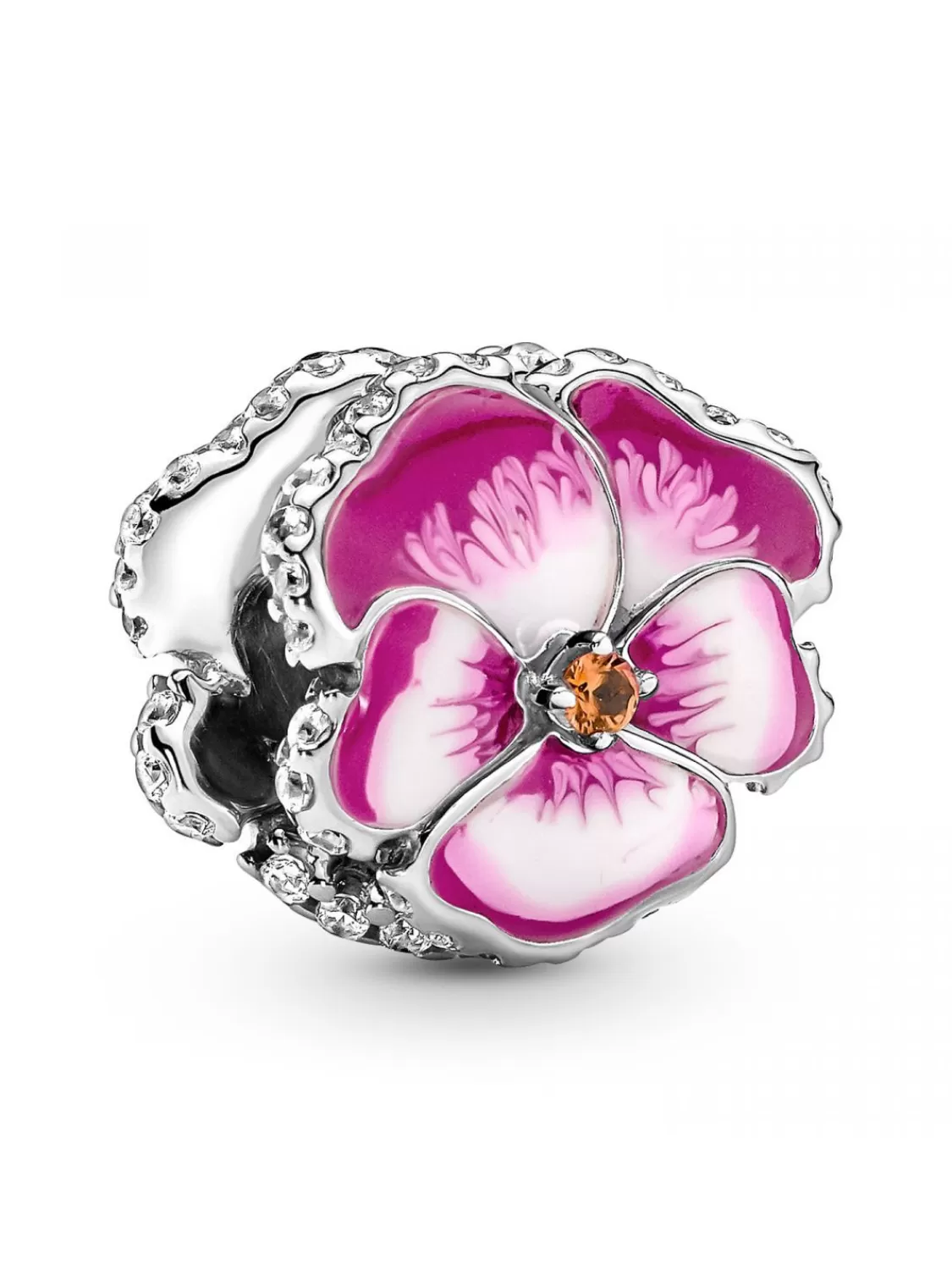 Pandora Charm Silber Pinkfarbenes Stiefmutterchen | Damenschmuck