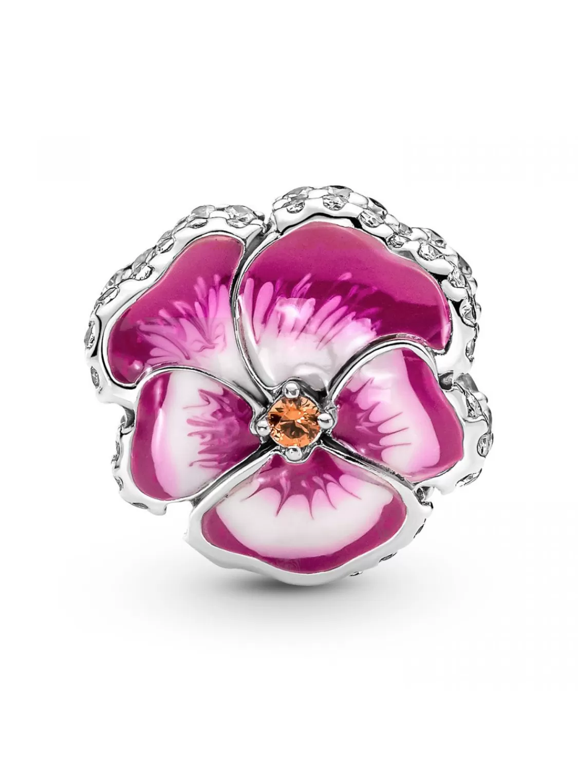 Pandora Charm Silber Pinkfarbenes Stiefmutterchen | Damenschmuck