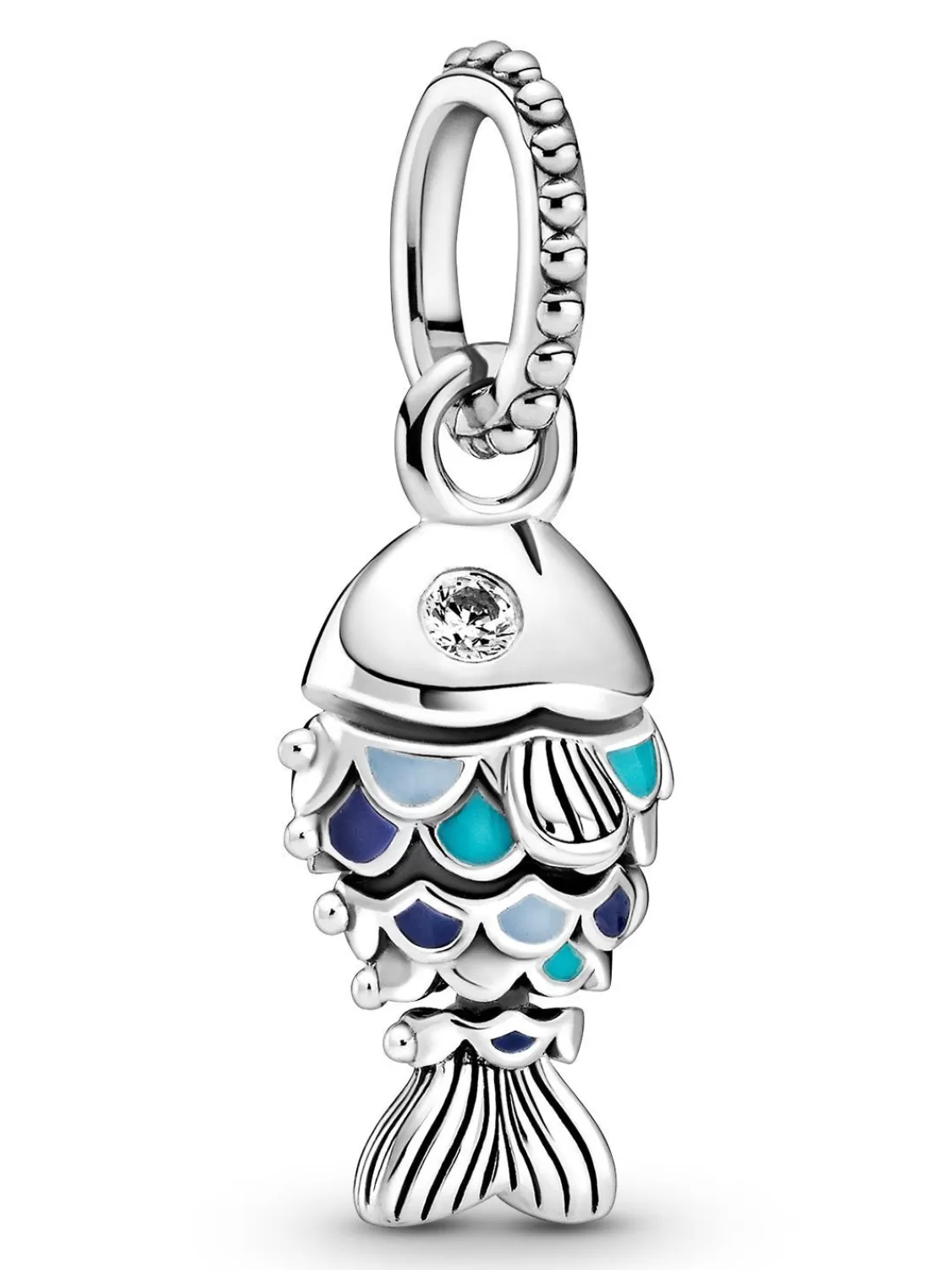 Pandora Charm-Anhanger Blau Geschuppter Fisch Silber | Damenschmuck