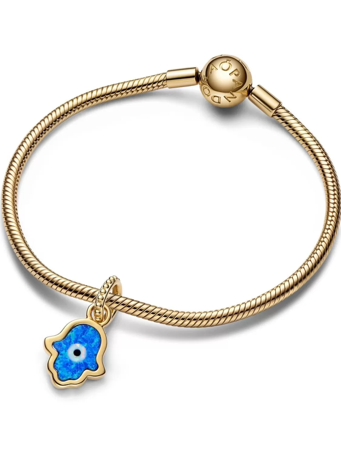 Pandora Charm-Anhanger Opalisierend Blaue Hand Hamsas Goldfarben | Damenschmuck