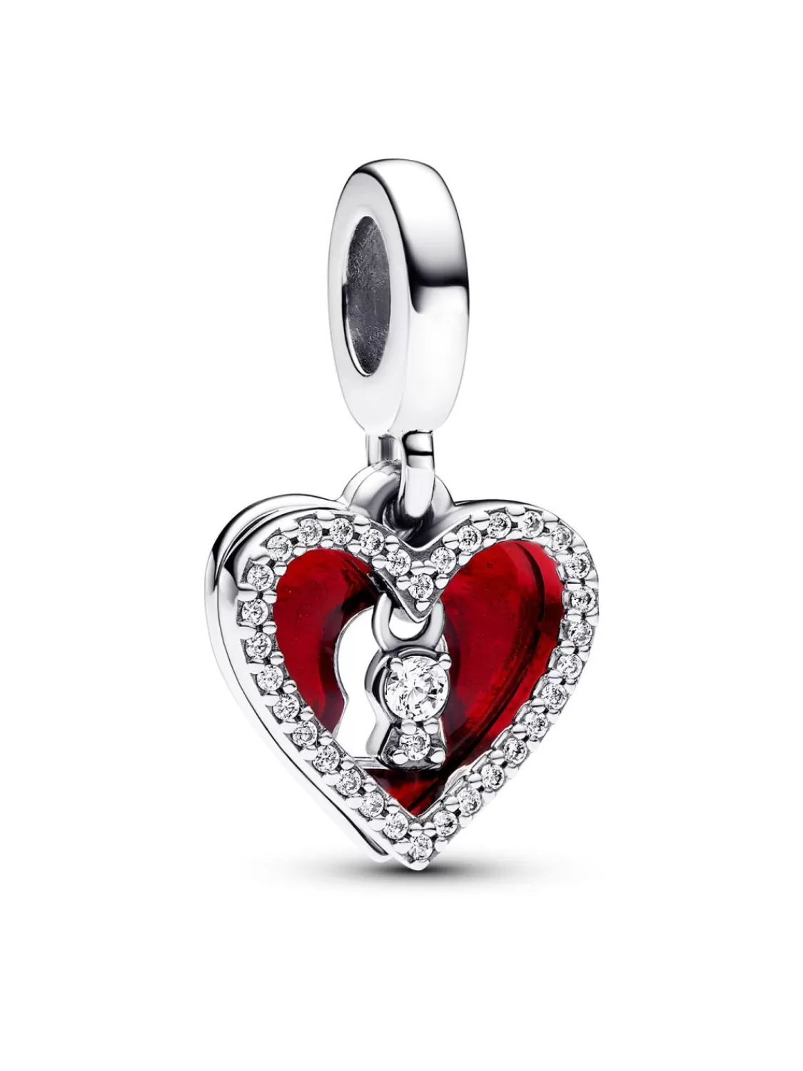 Pandora Charm-Anhanger Rotes Herz Mit Doppeltem Schlusselloch | Damenschmuck