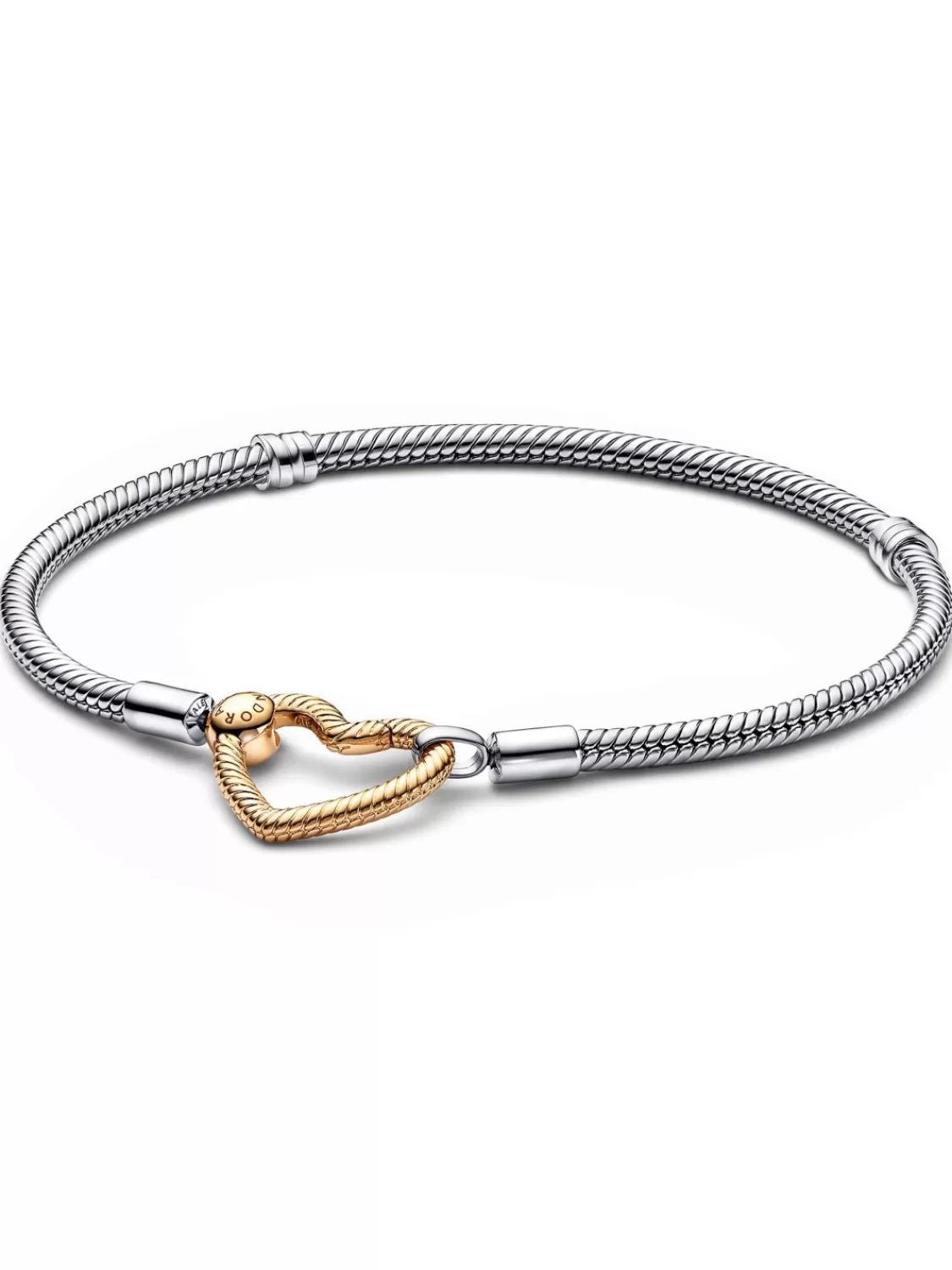 Pandora Damenarmband 925 Silber Mit Goldfarbenem Herz-Verschluss | Damenschmuck