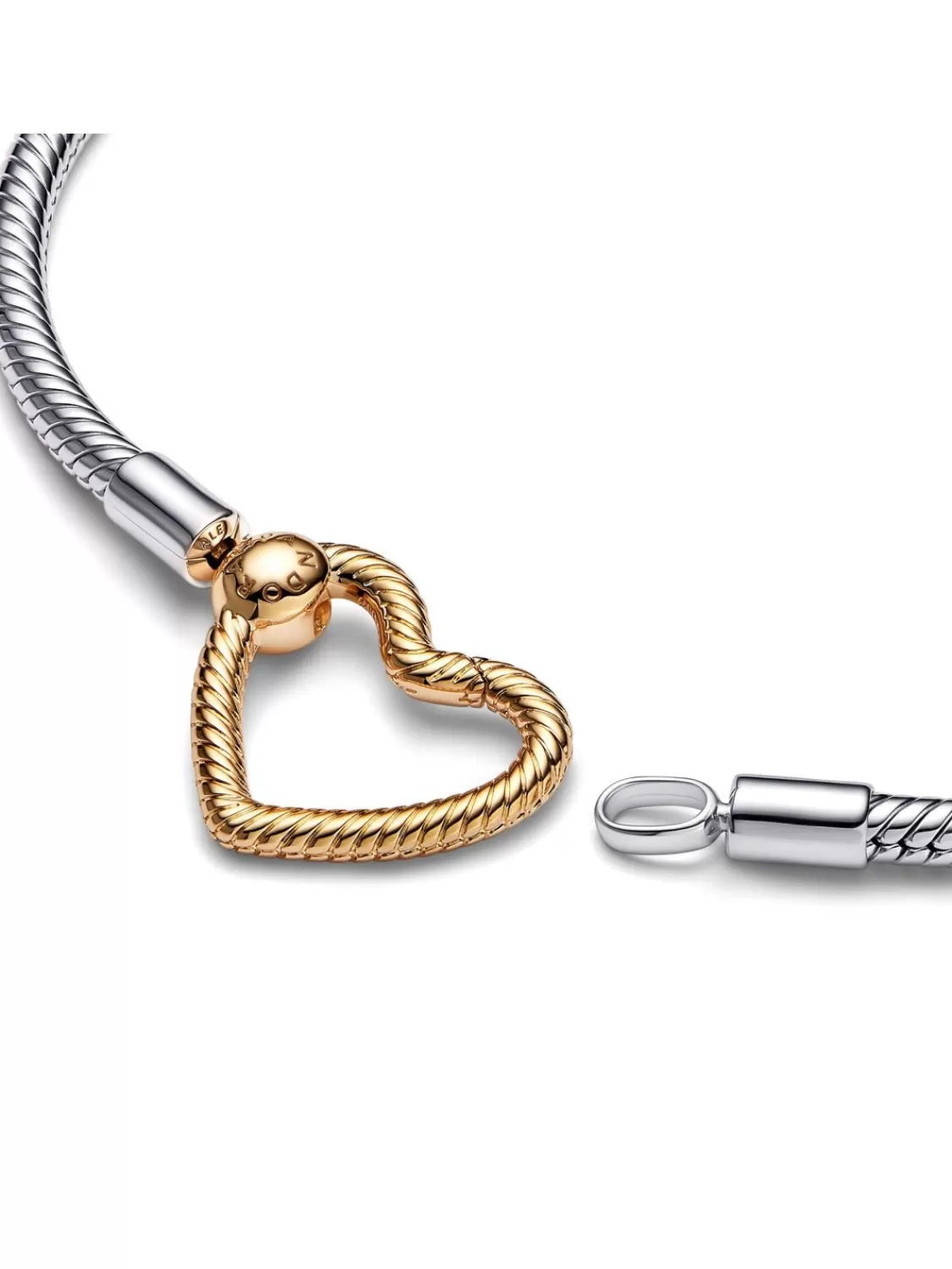 Pandora Damenarmband 925 Silber Mit Goldfarbenem Herz-Verschluss | Damenschmuck