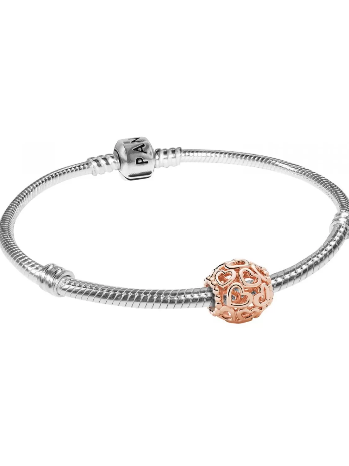 Pandora Damen-Armband Herzstrudel Rose 925 Silber | Damenschmuck