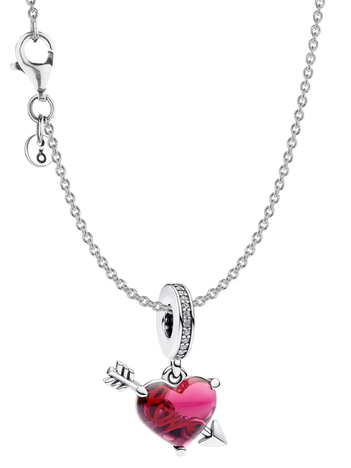 Pandora Damen-Halskette Silber Rotes Herz Mit Pfeil Set | Damenschmuck