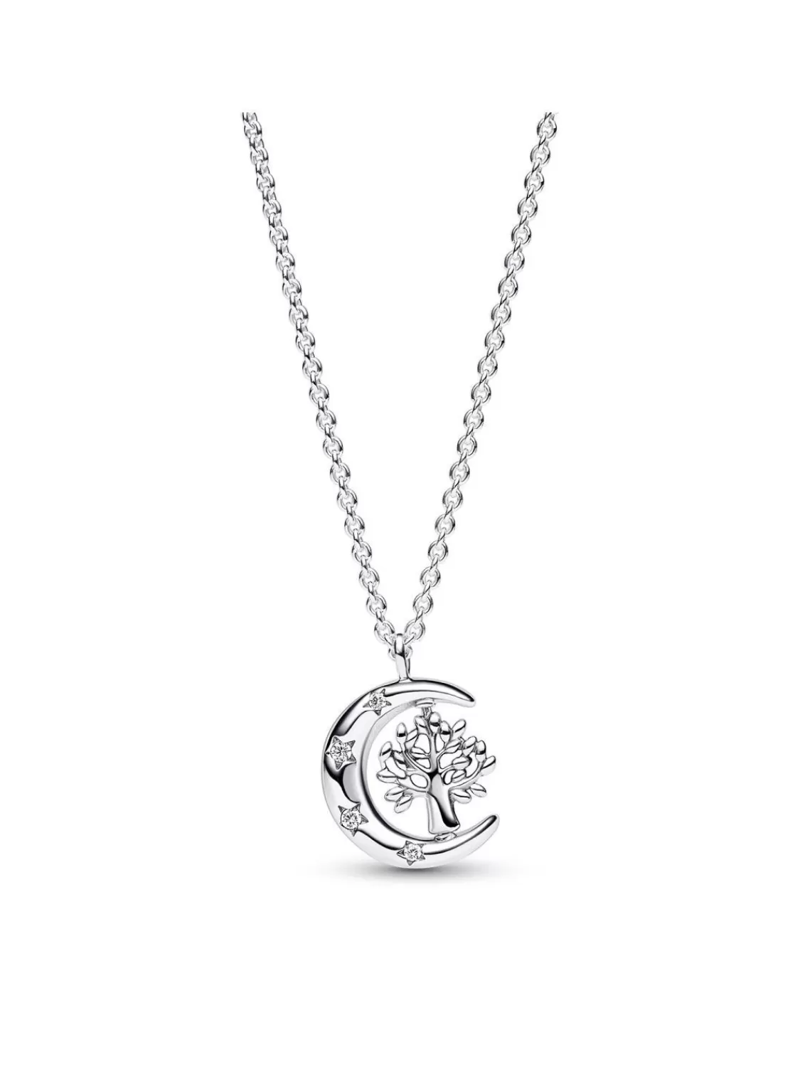 Pandora Damen-Kette Mond & Sich Drehender Lebensbaum Silber | Damenschmuck