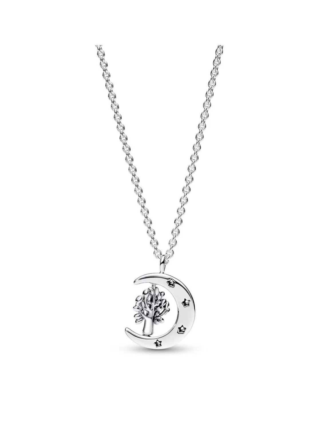 Pandora Damen-Kette Mond & Sich Drehender Lebensbaum Silber | Damenschmuck