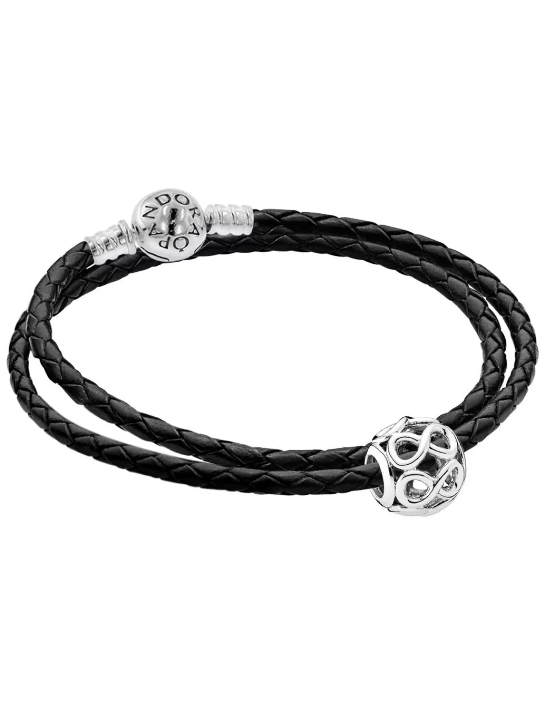 Pandora Damen-Lederarmband Im Set Mit Charm Unendlichkeit | Damenschmuck