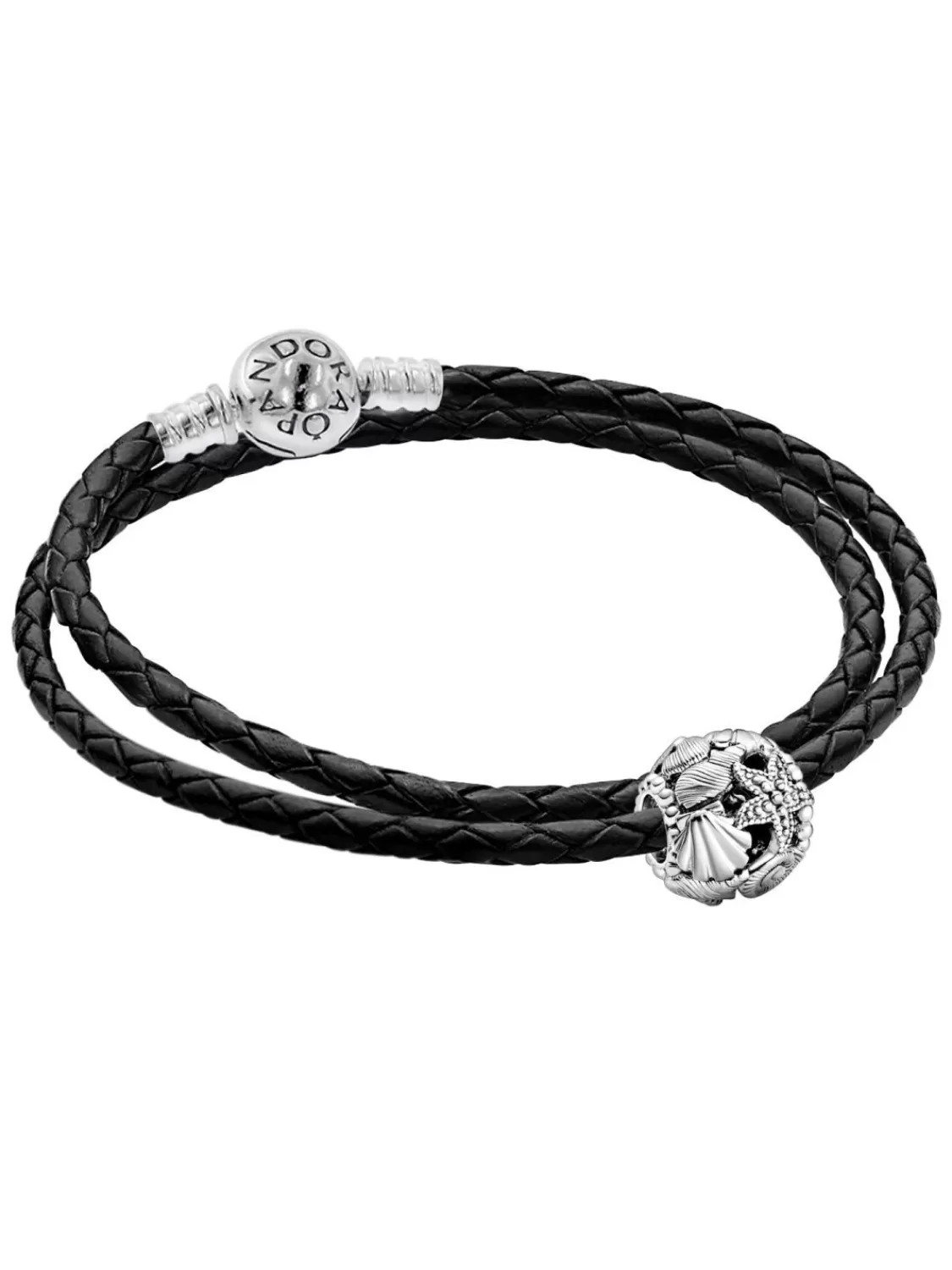 Pandora Damen-Lederarmband Set Mit Charm Seestern, Muscheln Und Herzen | Damenschmuck