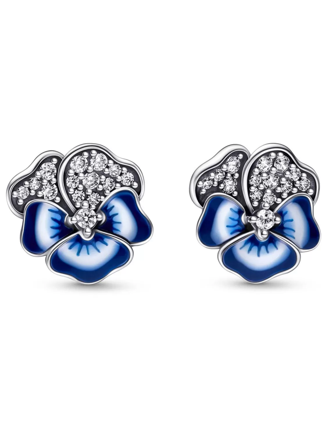 Pandora Damen-Ohrringe Blaue Stiefmutterchen Silber | Damenschmuck