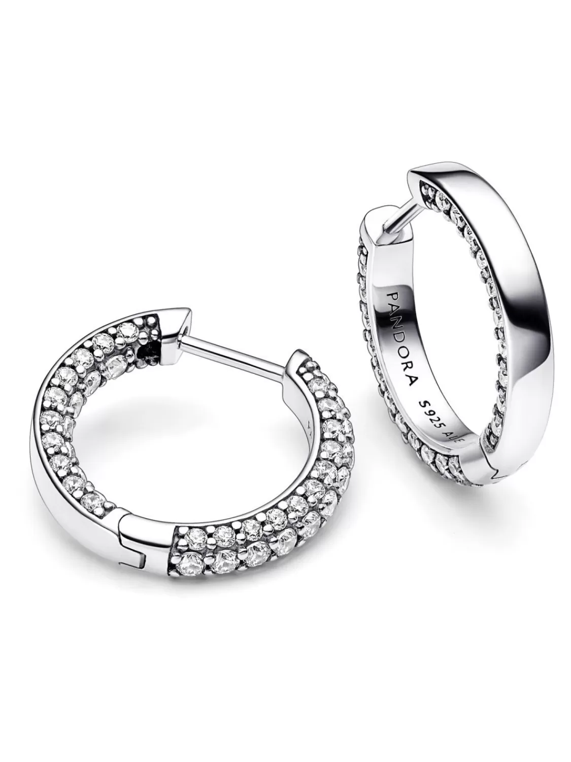 Pandora Damen-Ohrringe Creolen Zeitloses Pave Silber | Damenschmuck